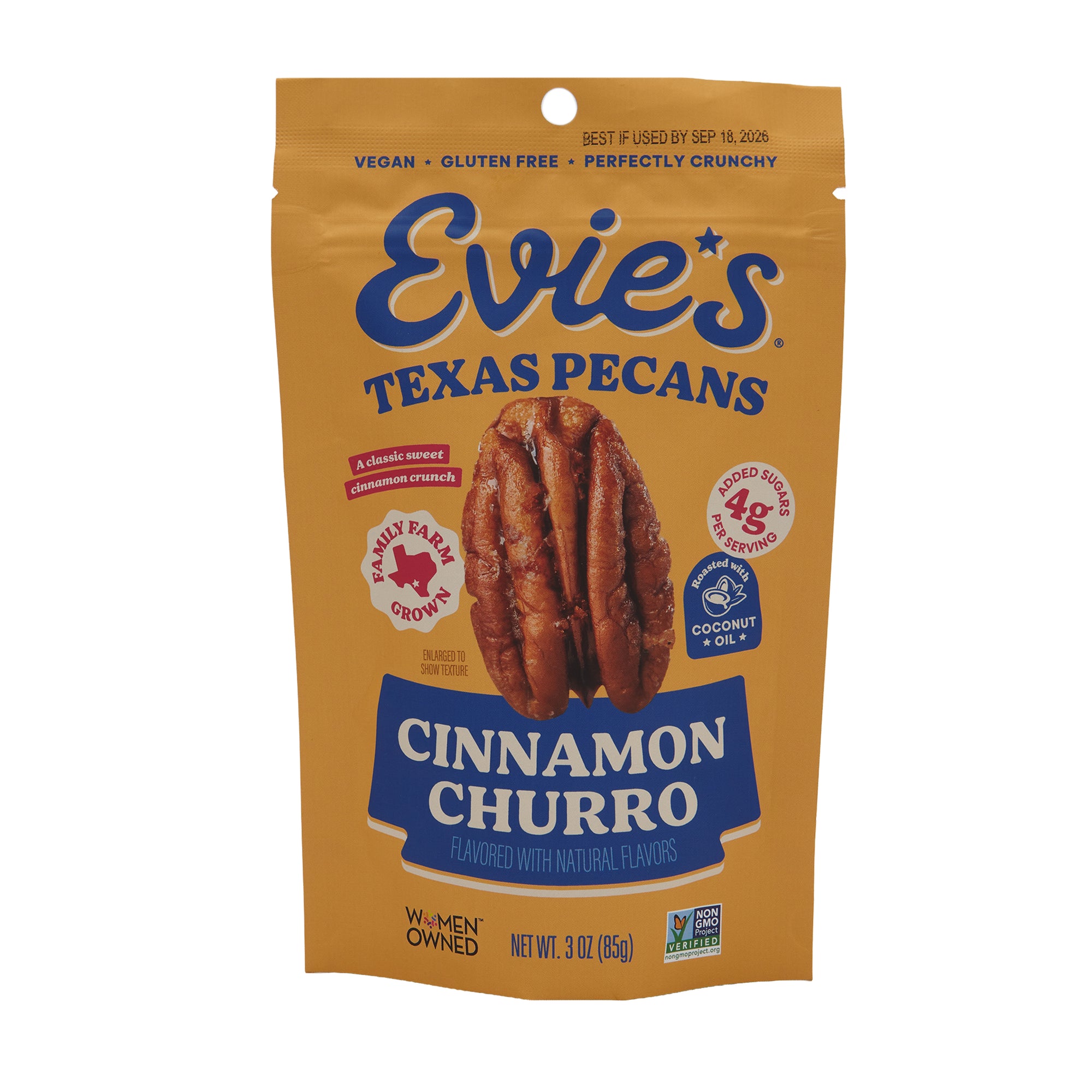 Evies Snacks Candied Pecans Cinnamon Churro