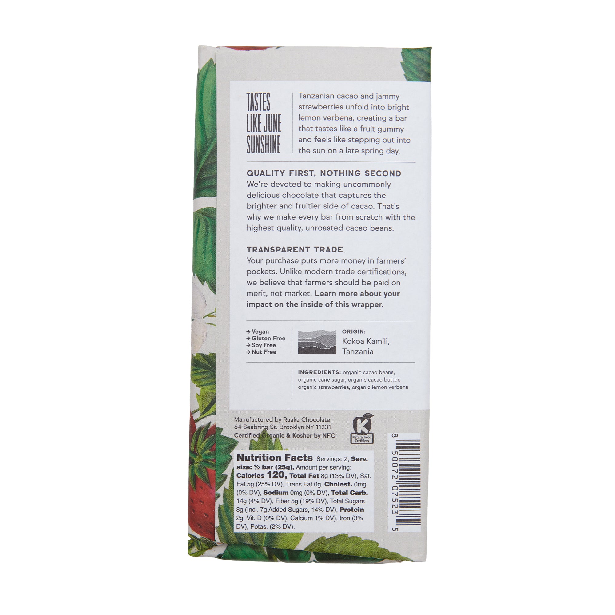 Raaka Chocolate Bar Strawberry Verbena