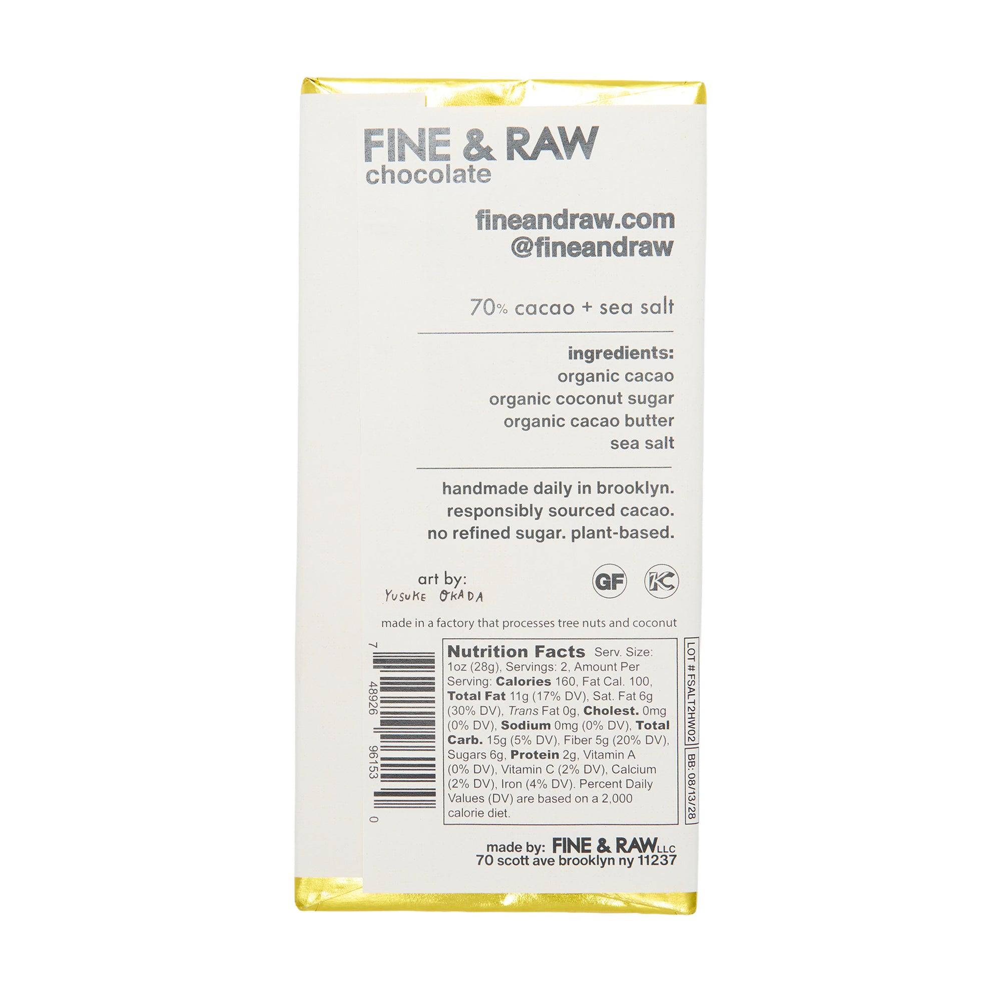 Fine & Raw Halloween Chocolate Bar Sea Salt Posh Freddie