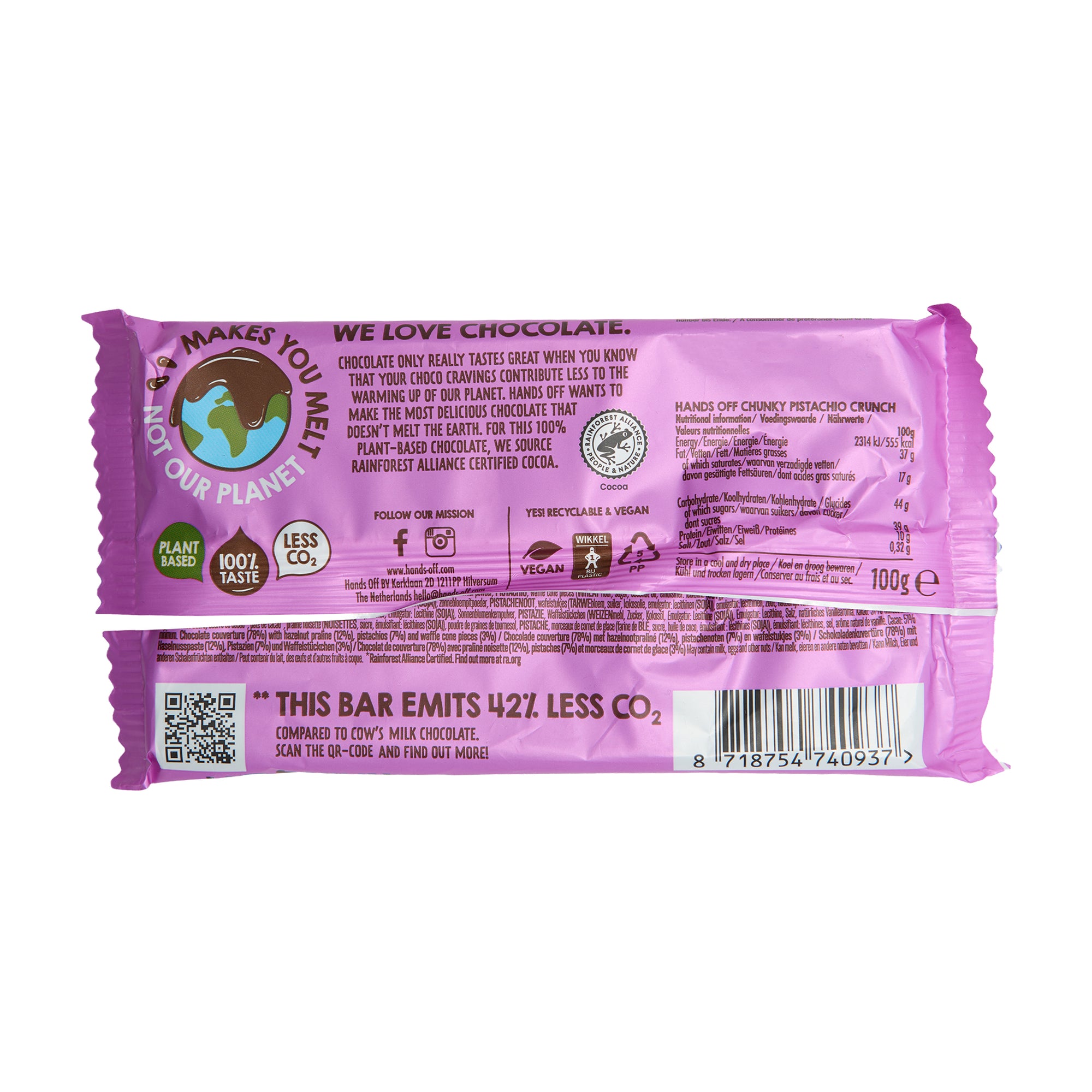 Hands Off Chocolate Bar Chunky Pistachio Crunch
