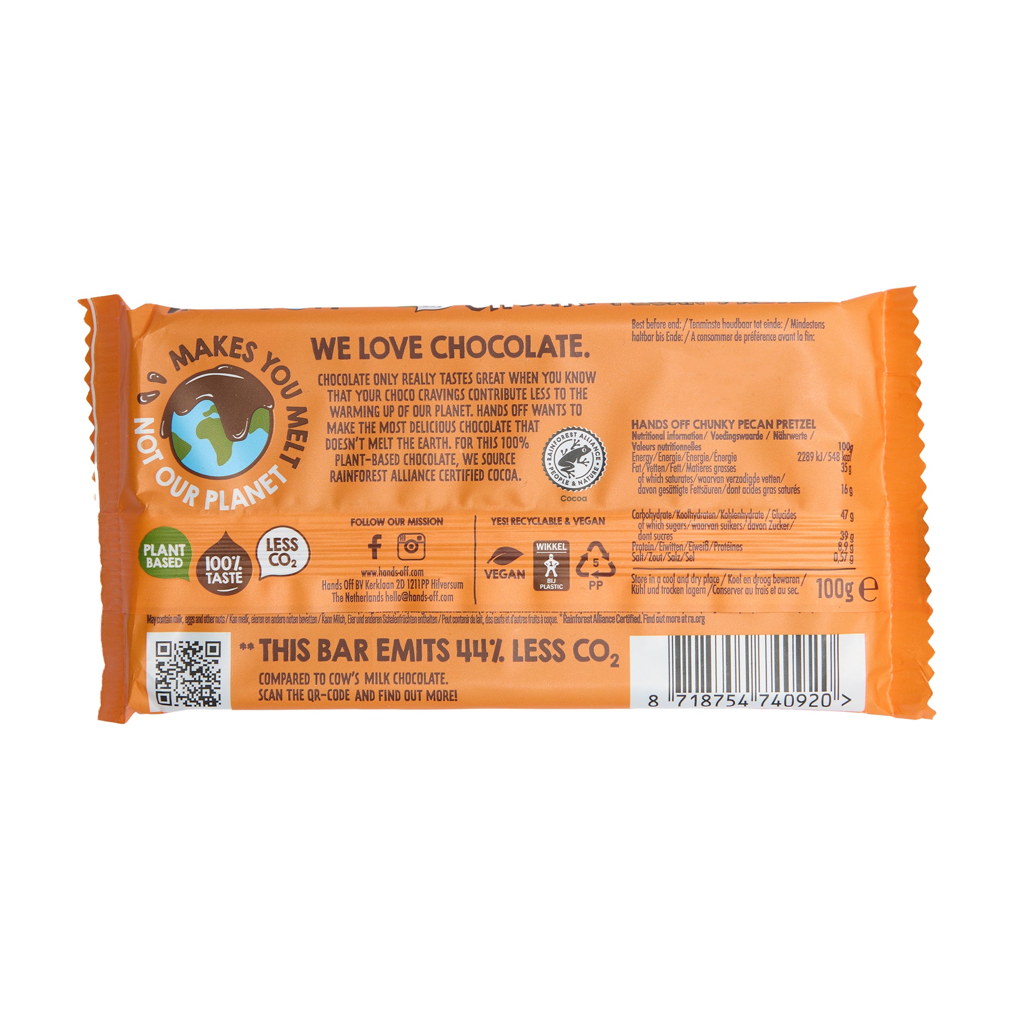 Hands Off Chocolate Bar Chunky Pecan Pretzel