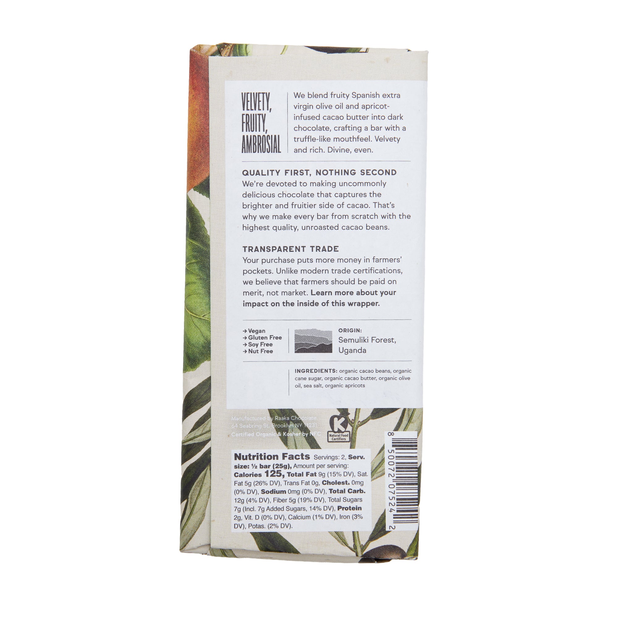Raaka Chocolate Bar Olive Oil Apricot