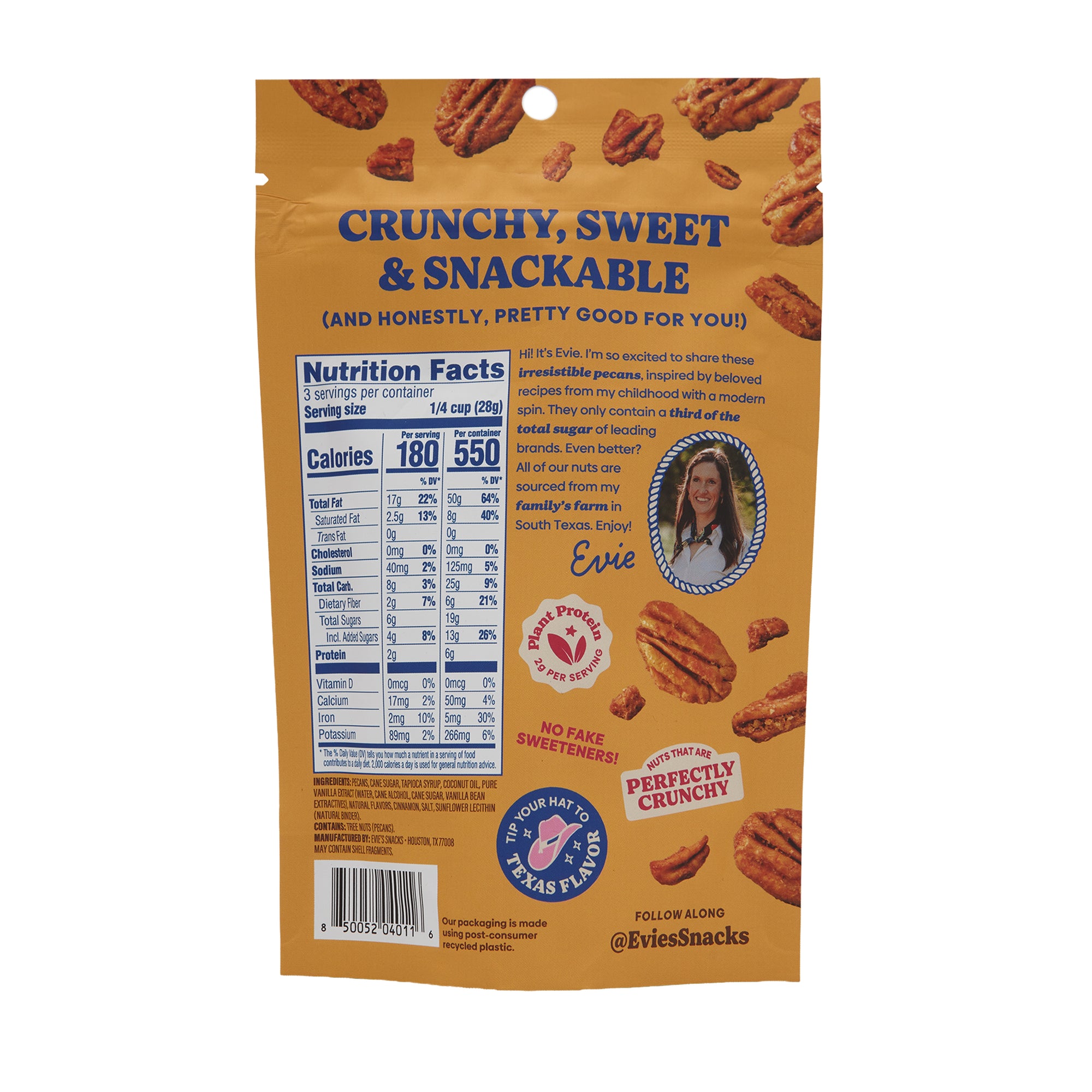 Evies Snacks Candied Pecans Cinnamon Churro