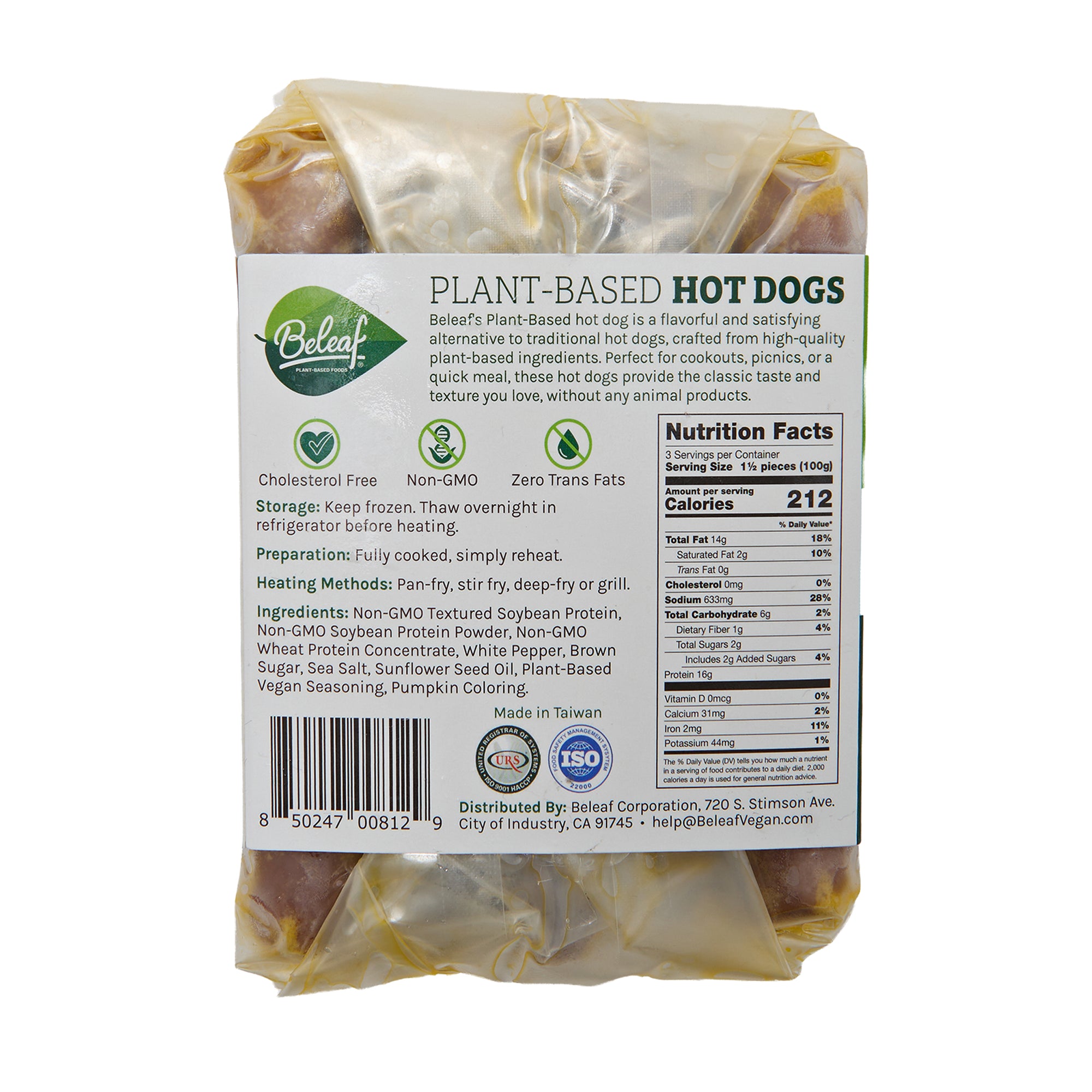 BeLeaf Vegan Hot Dogs 5 Pack