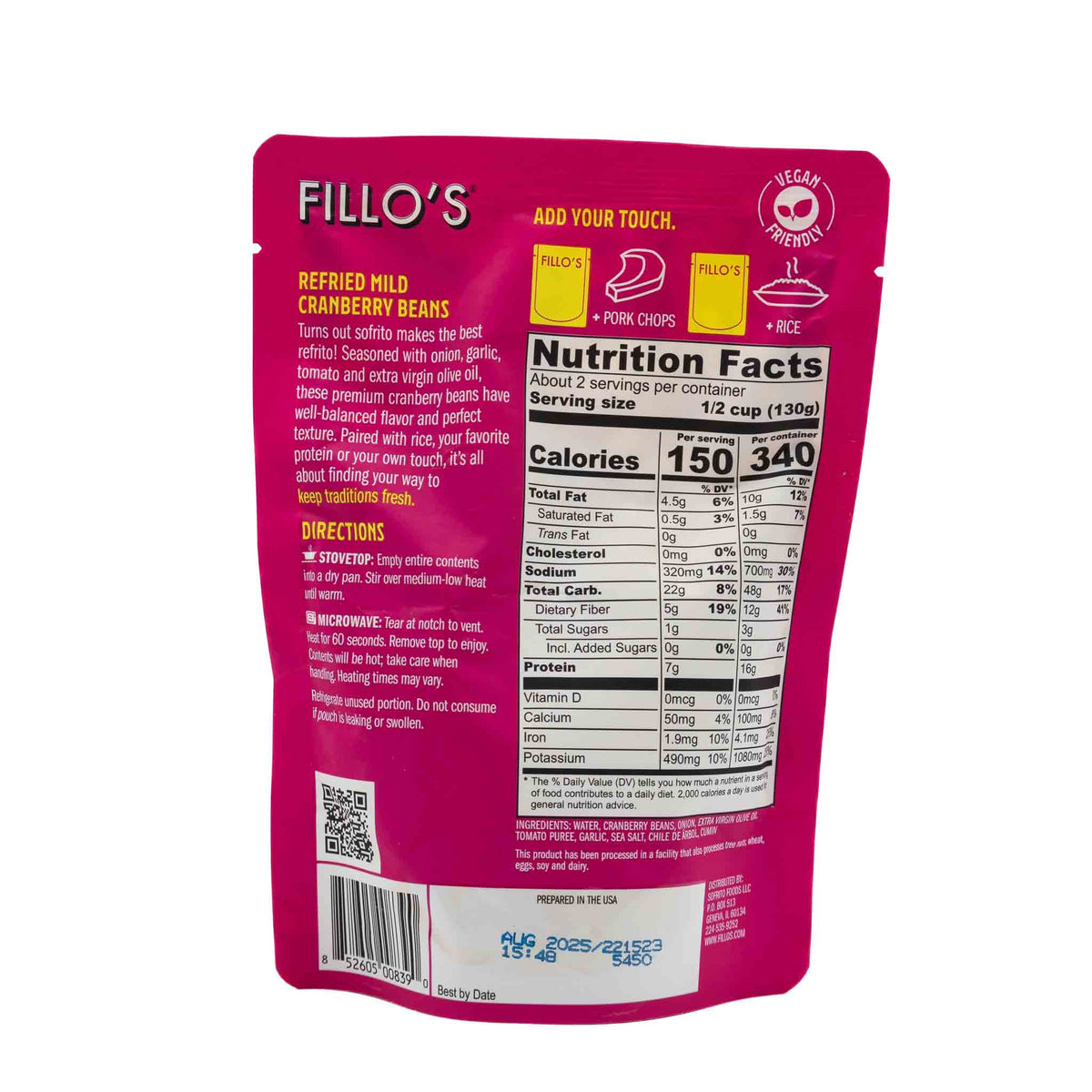 Fillos Refried Beans Cranberry