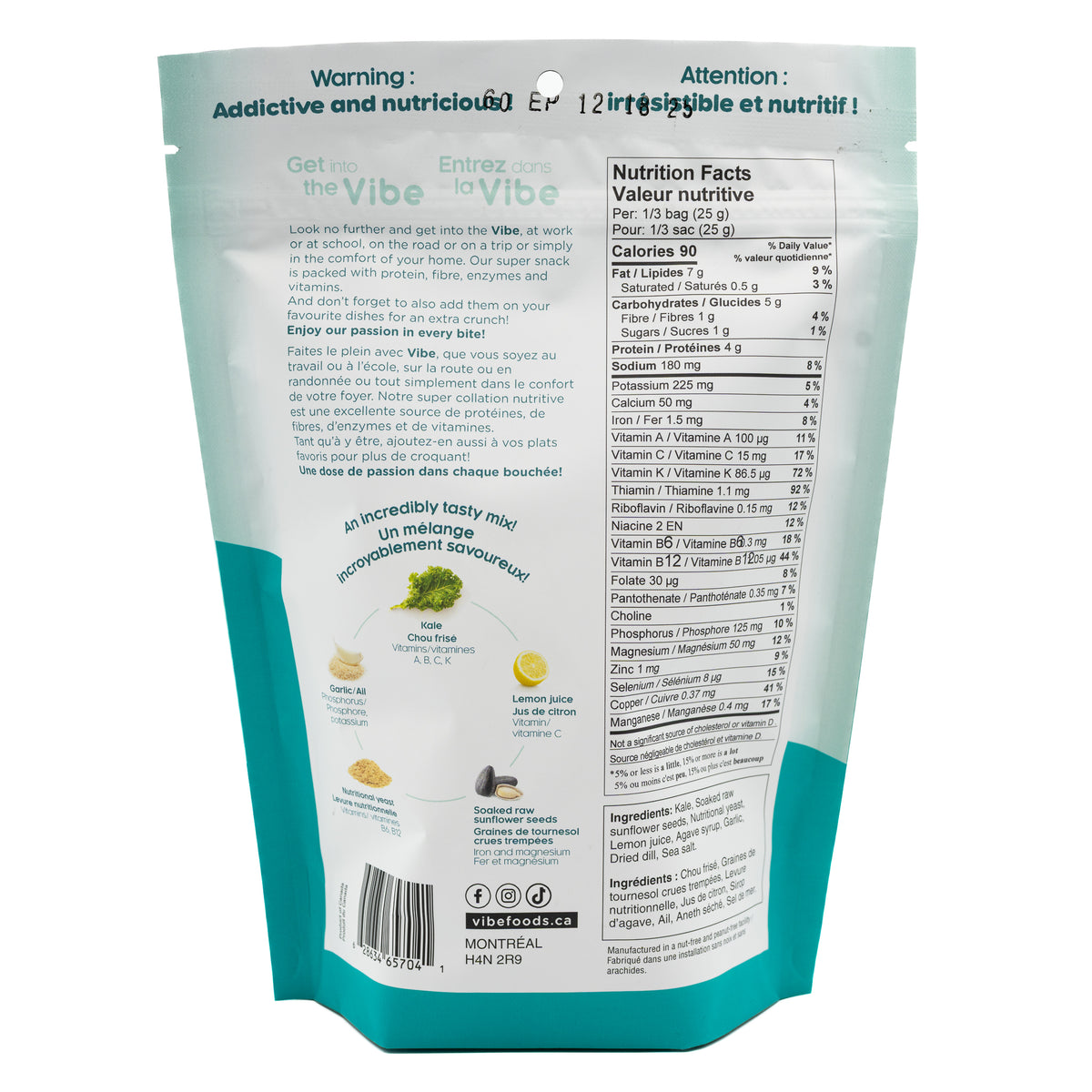 Vibe Foods Kale Chips Garlic &amp; Dill