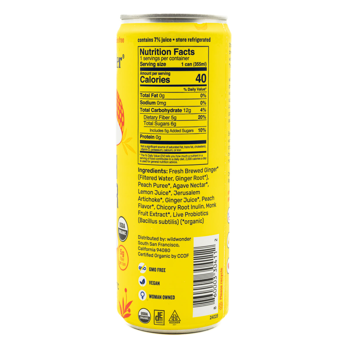 Wildwonder Sparkling Drink Peach Ginger