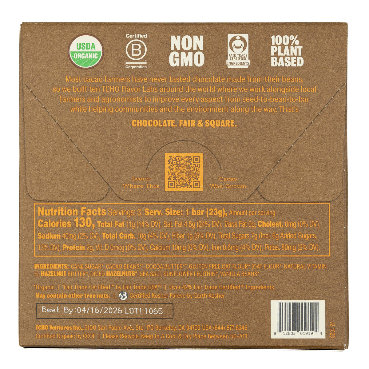 TCHO Chocolate Bar Hazel Nuts!