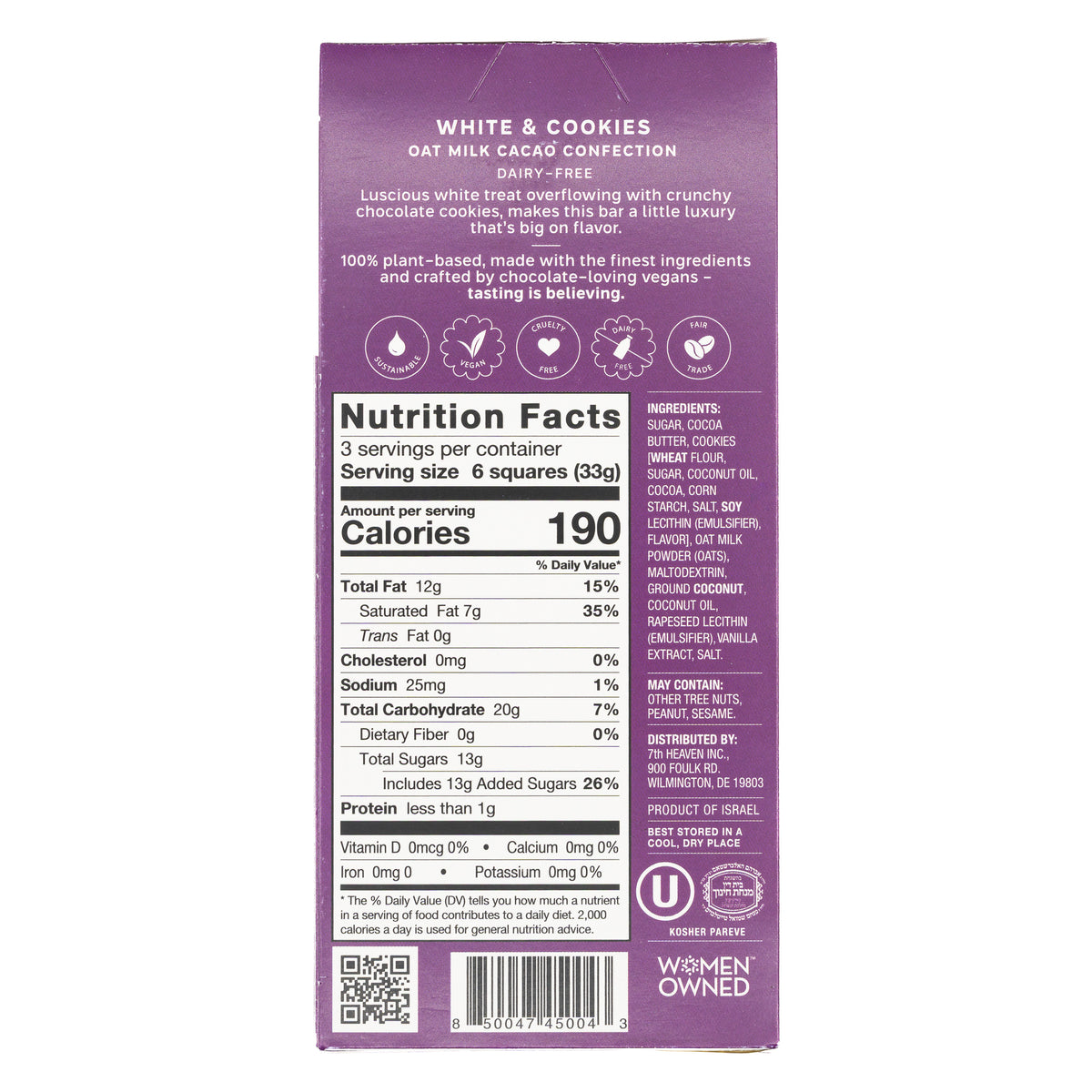7th Heaven Chocolate Bar White &amp; Cookies