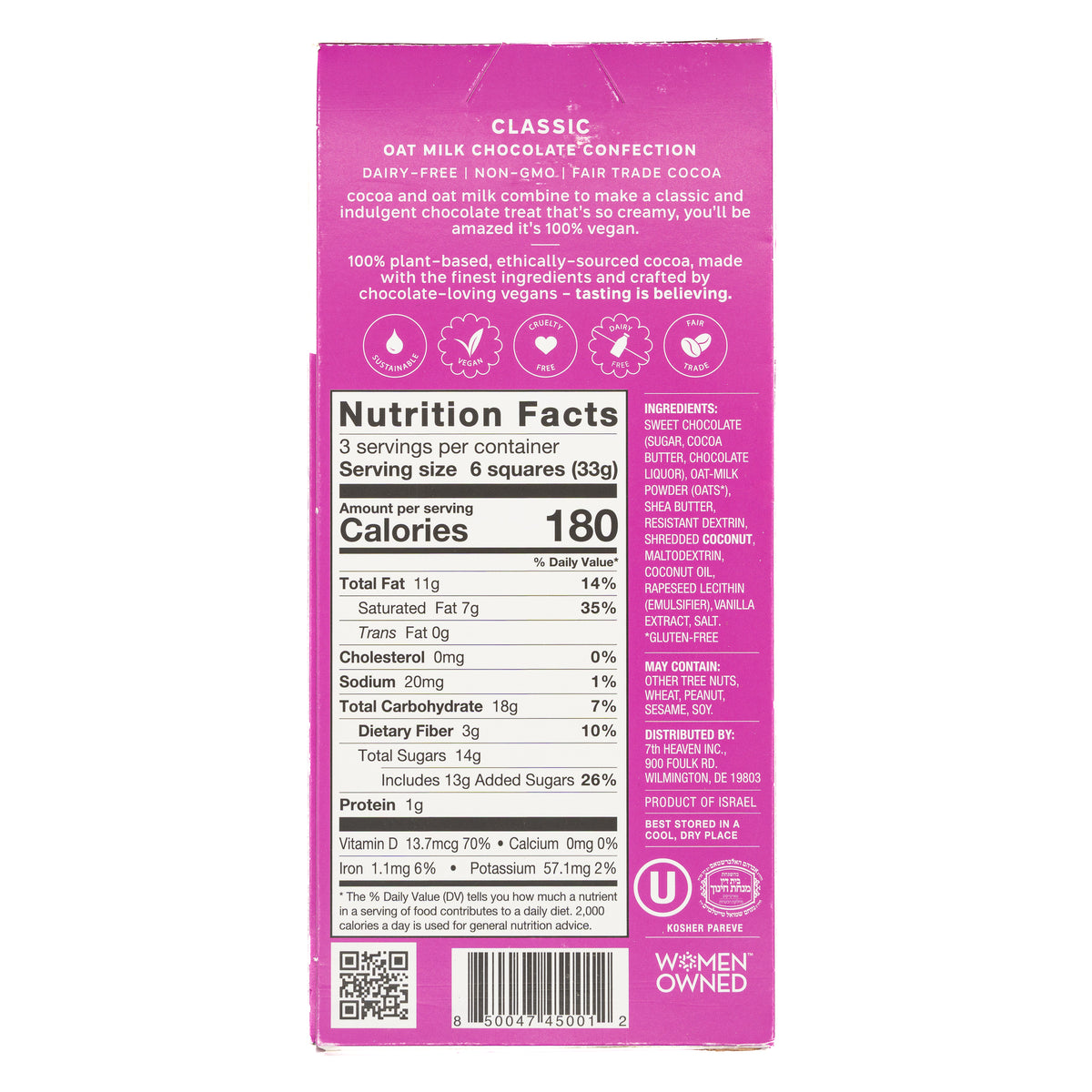 7th Heaven Chocolate Bar Oat Milk