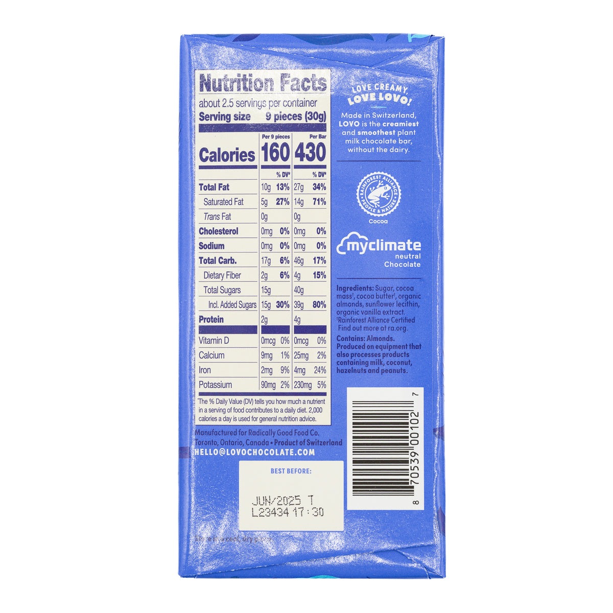 Lovo Chocolate Bar Almond Milk