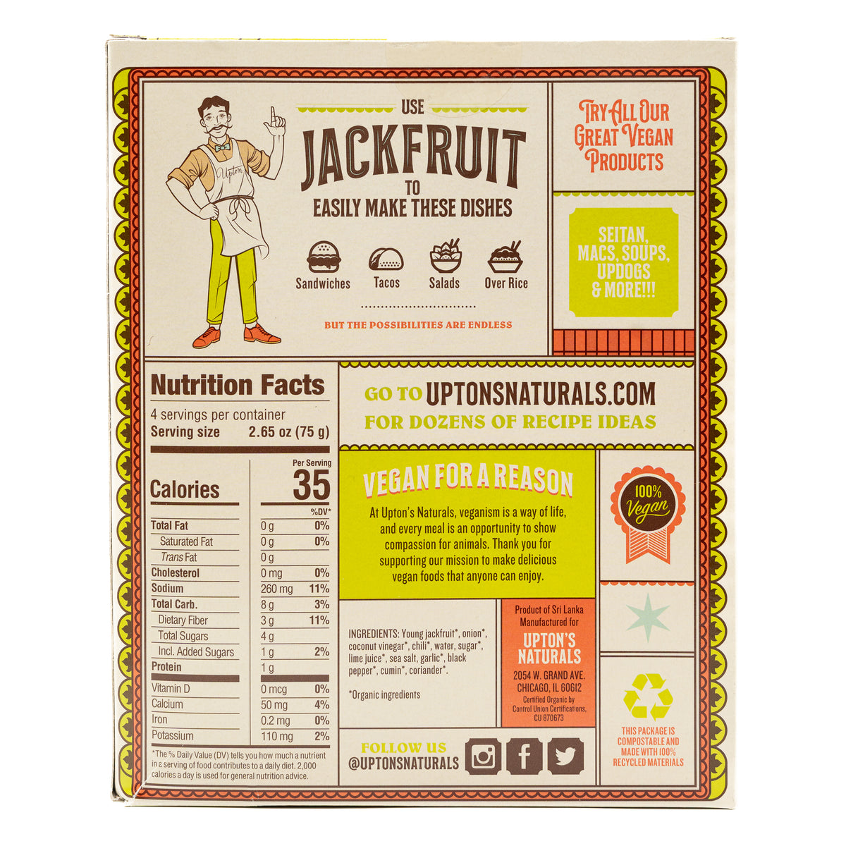 Uptons Naturals Jackfruit Chili Carnitas