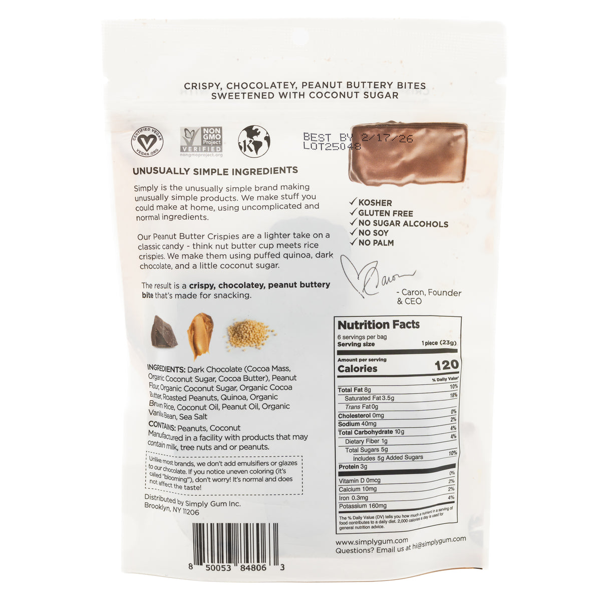 Simply Gum Candy Bars Peanut Butter Crispies