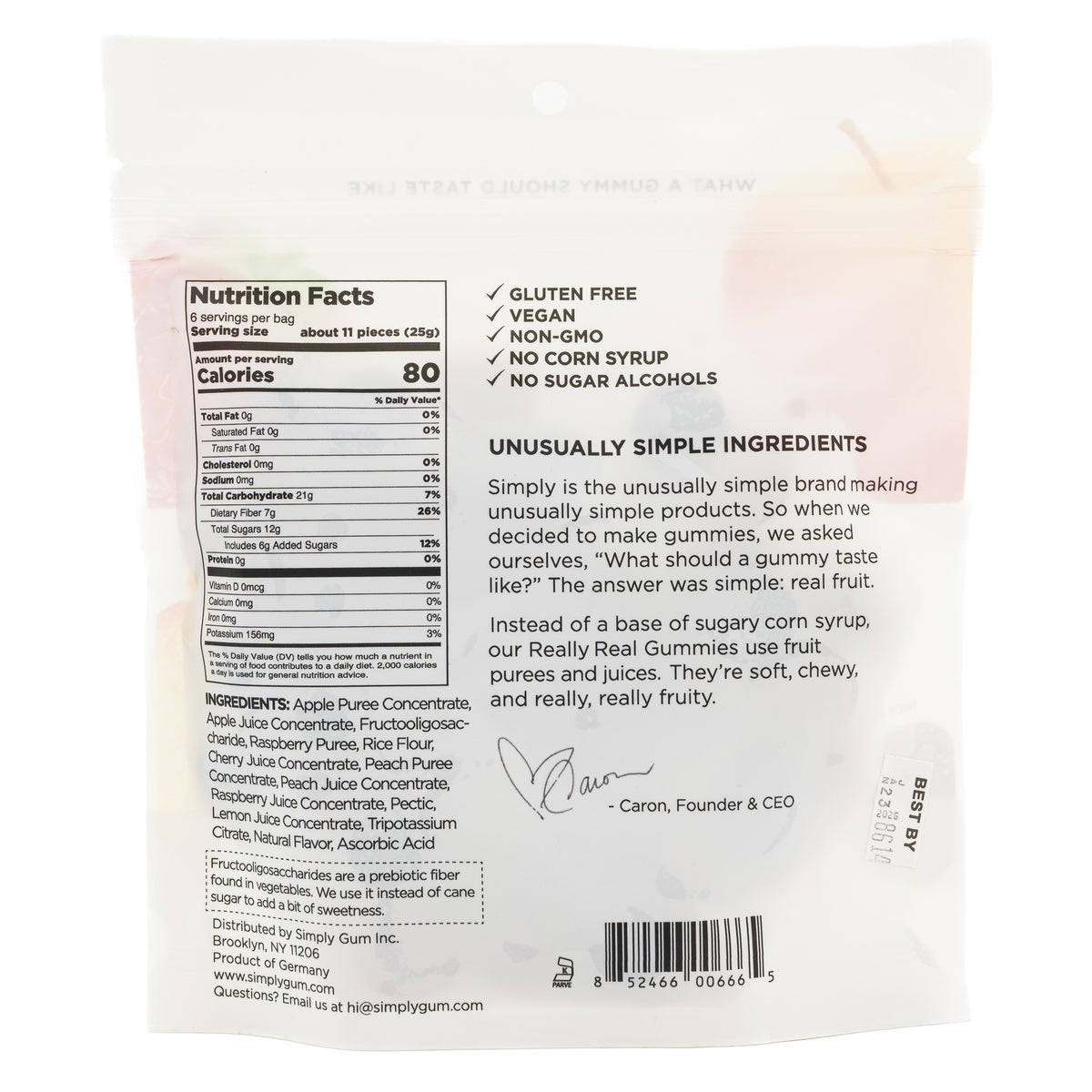 Simply Gum Fruit Gummies Peach Raspberry