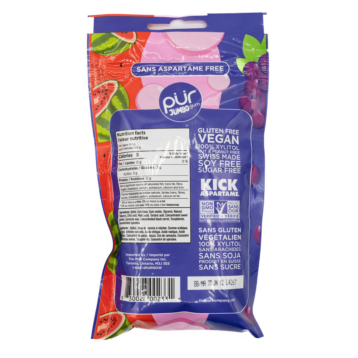 Pur Gum Jumbo Grape Watermelon