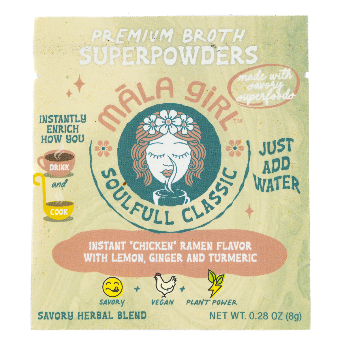 Mala Girl Broth Powder Lemon, Ginger &amp; Turmeric