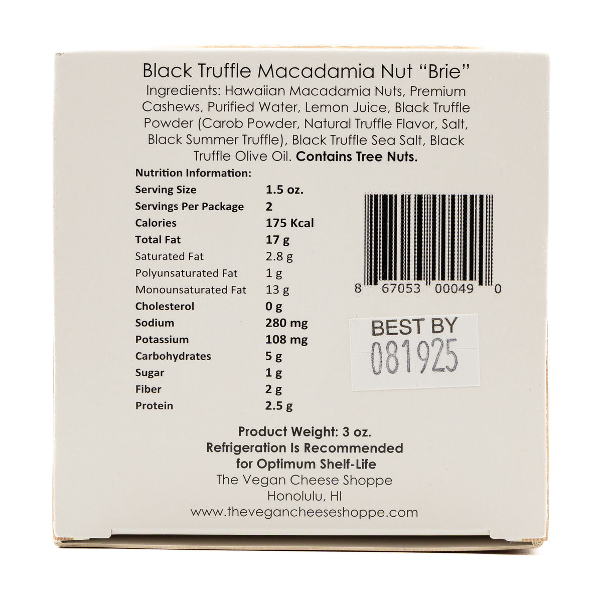 The Vegan Cheese Shoppe Brie Black Truffle Macadamia