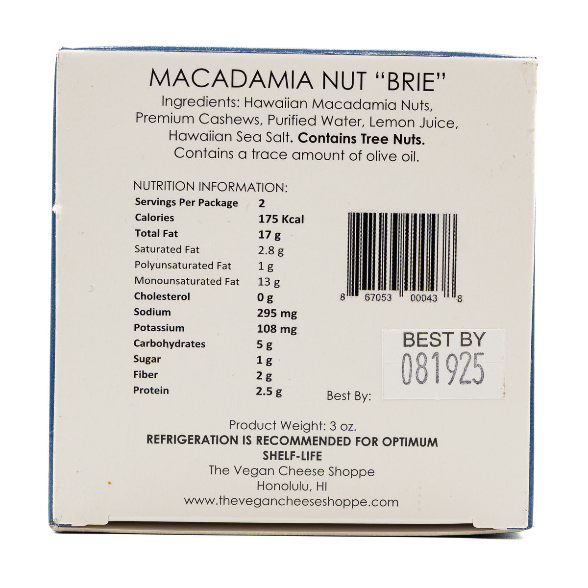 The Vegan Cheese Shoppe Brie Macadamia