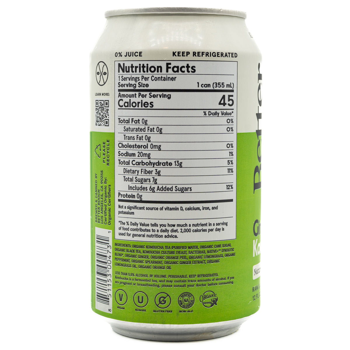 Better Booch Kombucha Ginger Boost 12oz