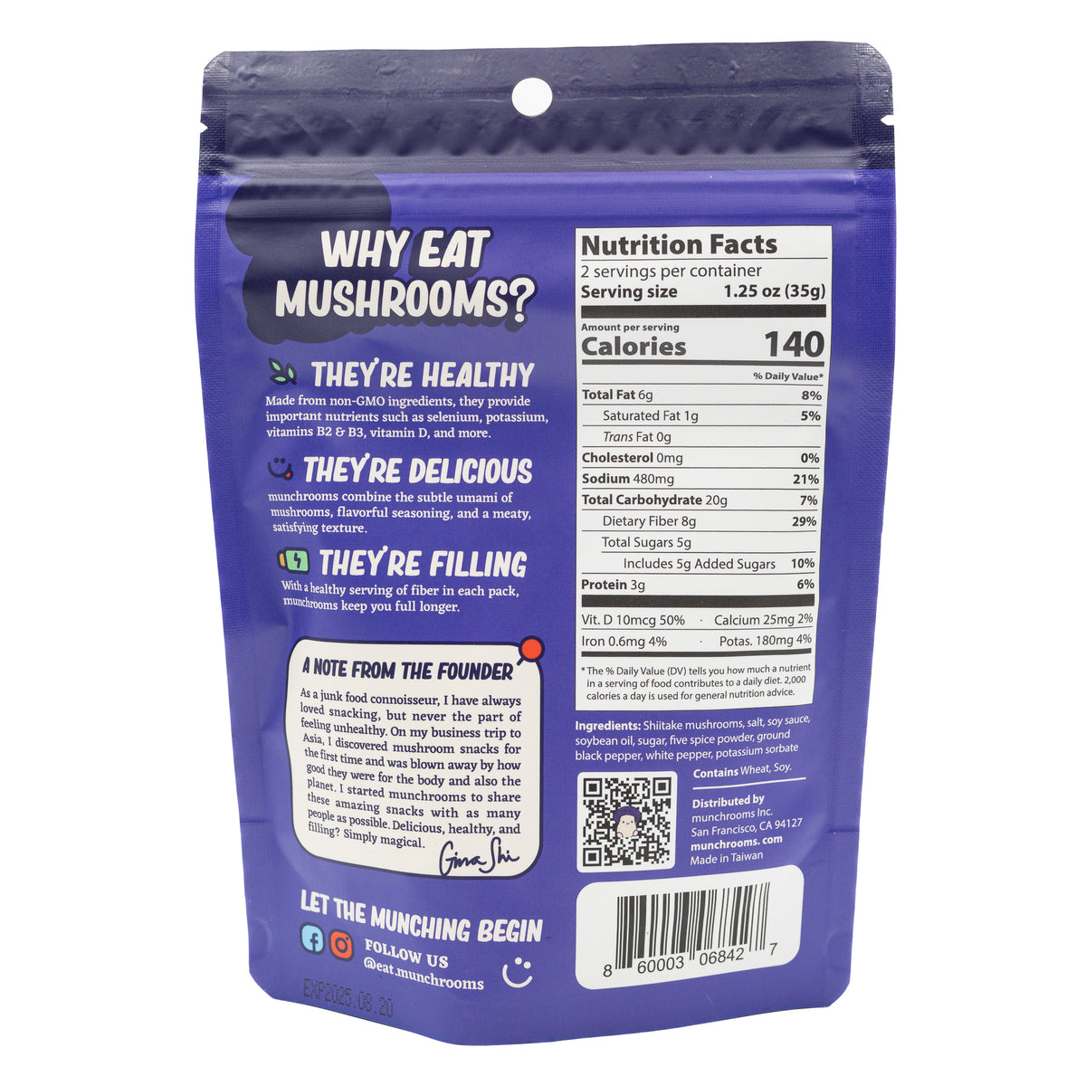 Munchrooms Jerky Cracked Black Pepper