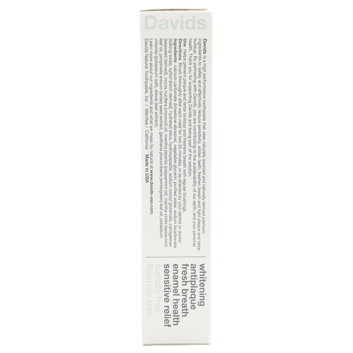 Davids Natural Toothpaste Sensitive Whitening Nanohydroxyapatite 1.75oz