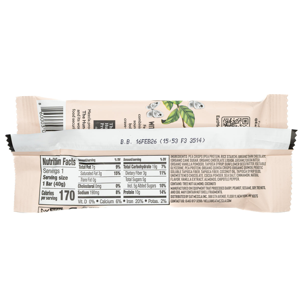 Mezcla Plant Protein Bar Mexican Chipotle Hot Chocolate