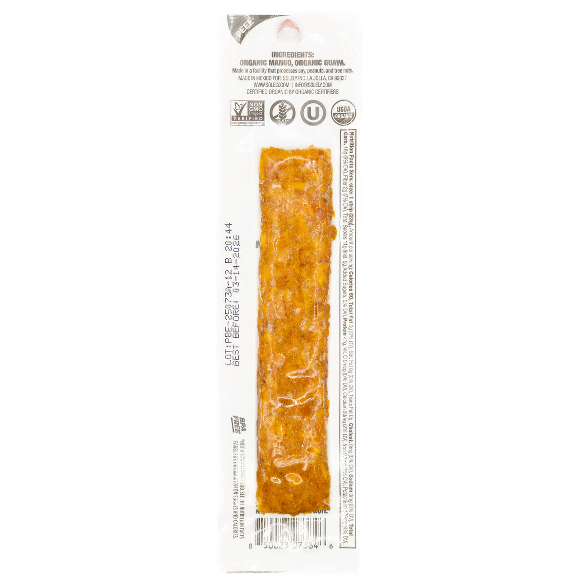 Solely Fruit Jerky Organic Mango Guava