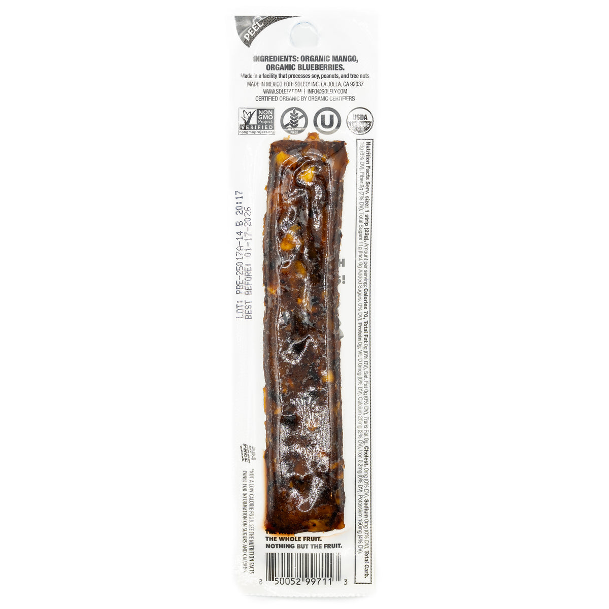 Solely Fruit Jerky Organic Mango Blueberry
