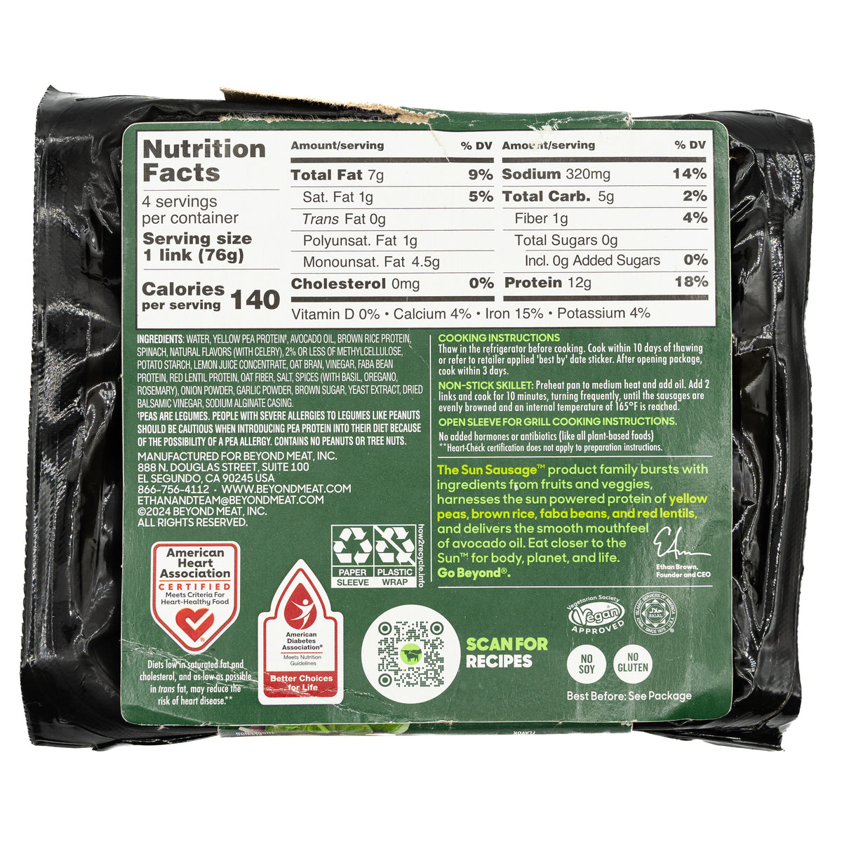 Beyond Meat Sun Sausage Pesto