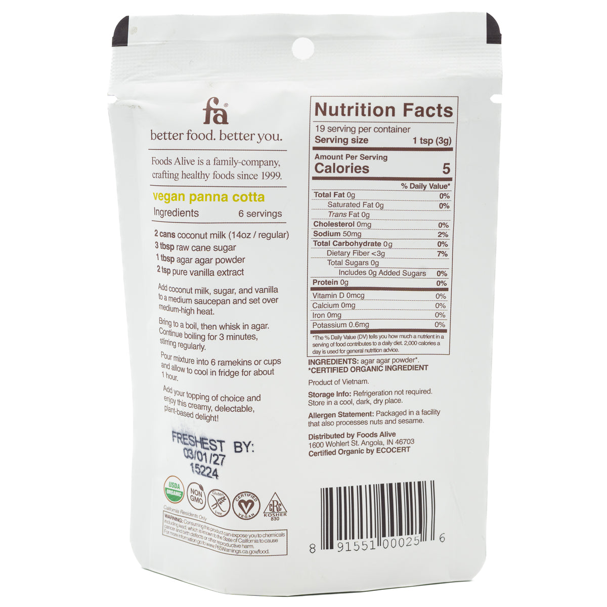 Foods Alive Agar Powder