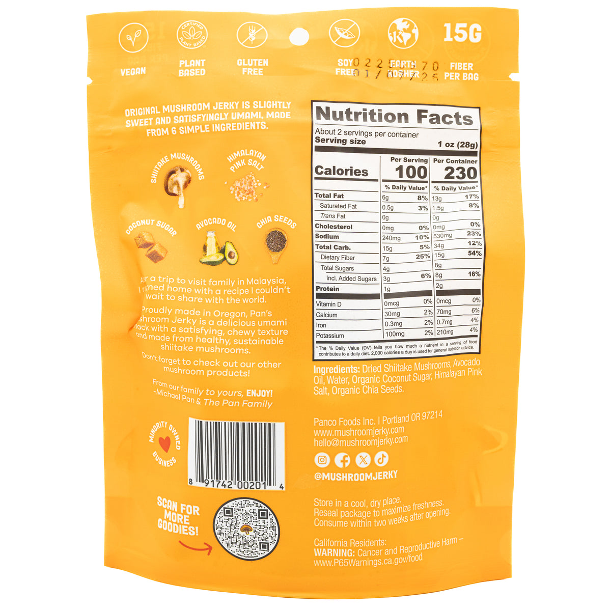 Pans Mushroom Jerky Original