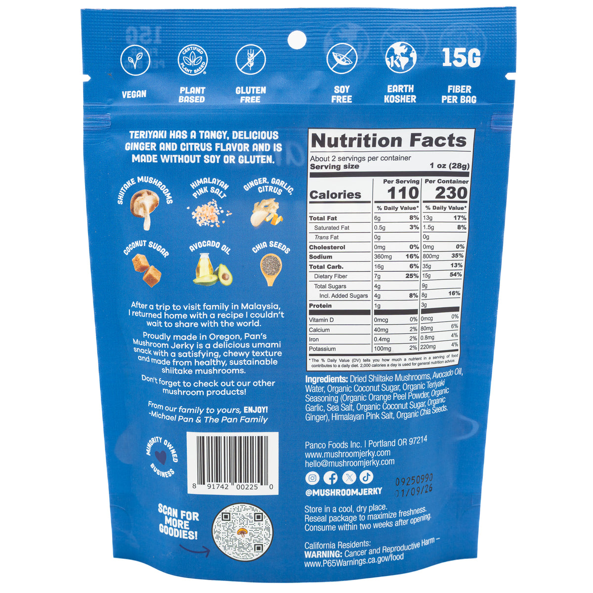 Pans Mushroom Jerky Teriyaki