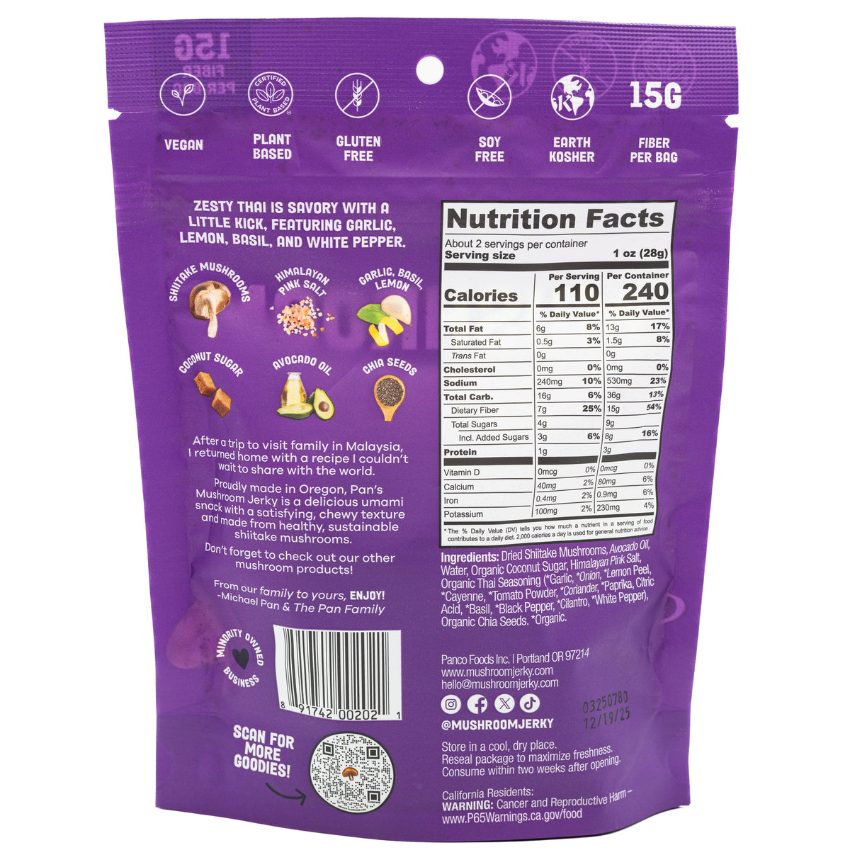Pans Mushroom Jerky Zesty Thai
