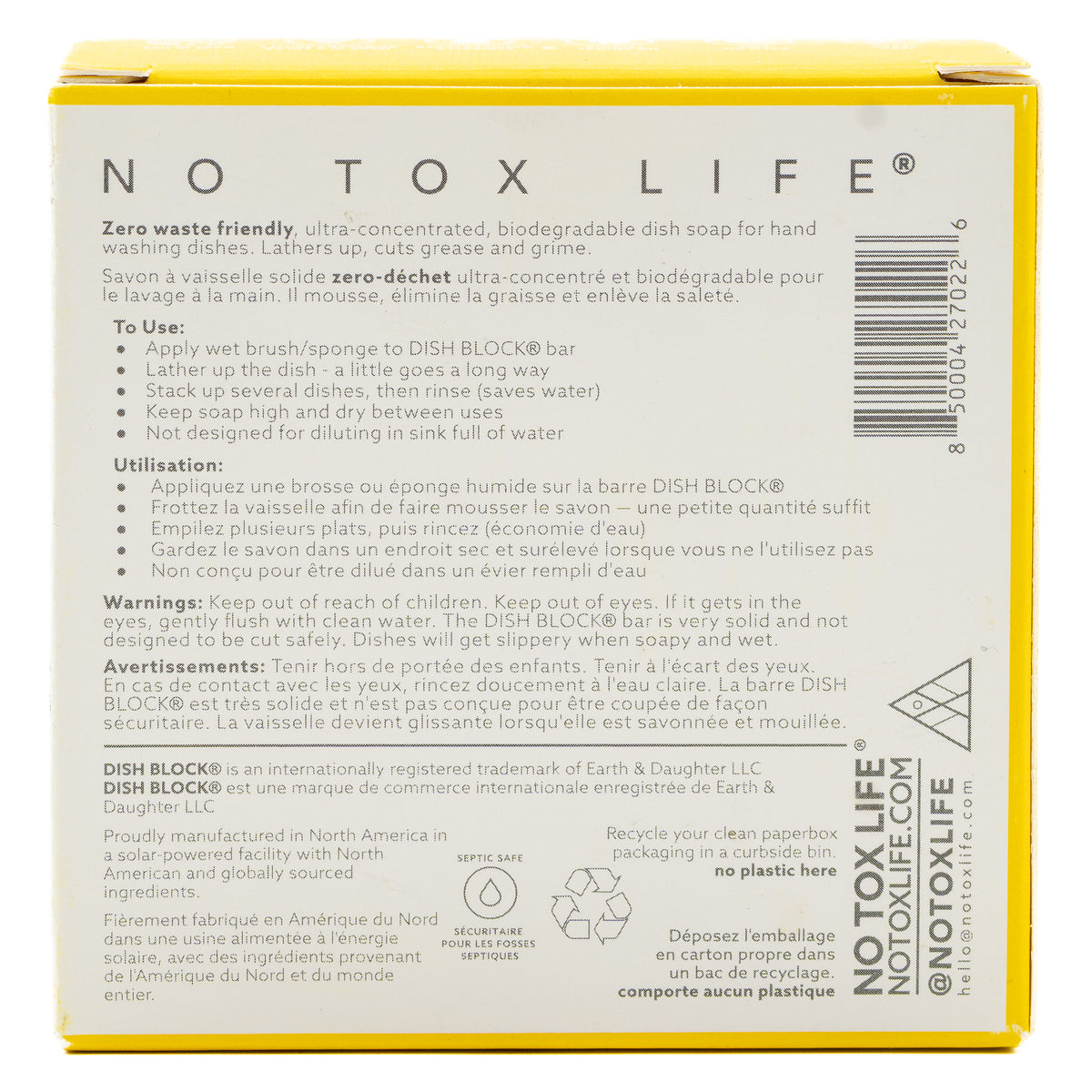 No Tox Life Dish Washing Block Citrus Lemongrass