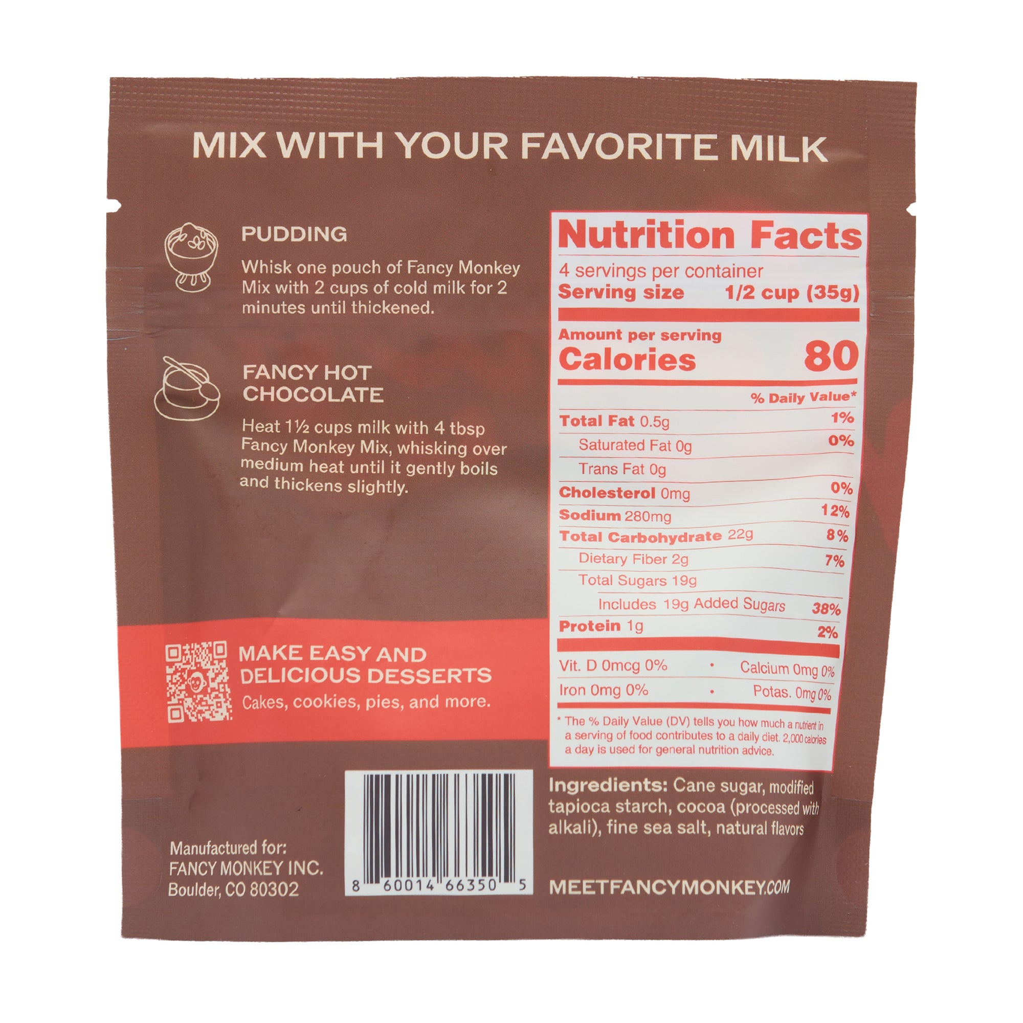 Fancy Monkey Instant Pudding Mix Chocolate