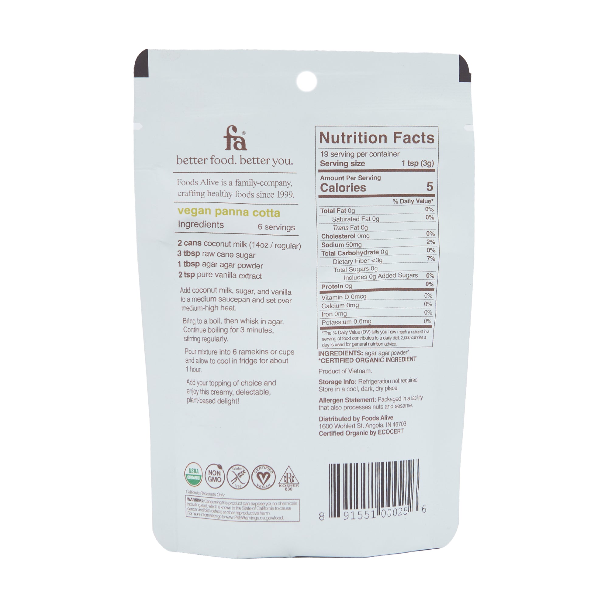 Foods Alive Agar Powder