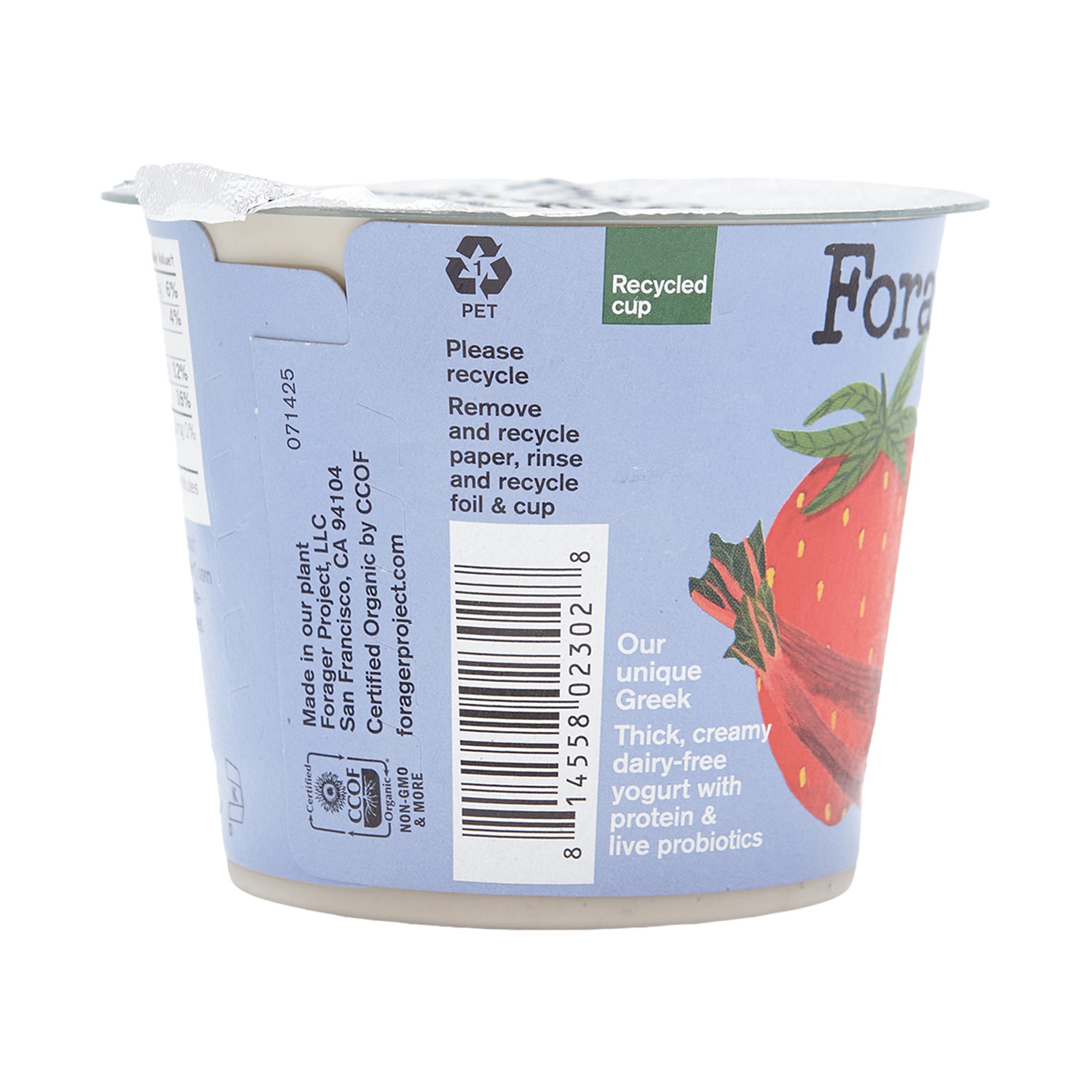Forager Greek Yogurt Strawberry Rhubarb