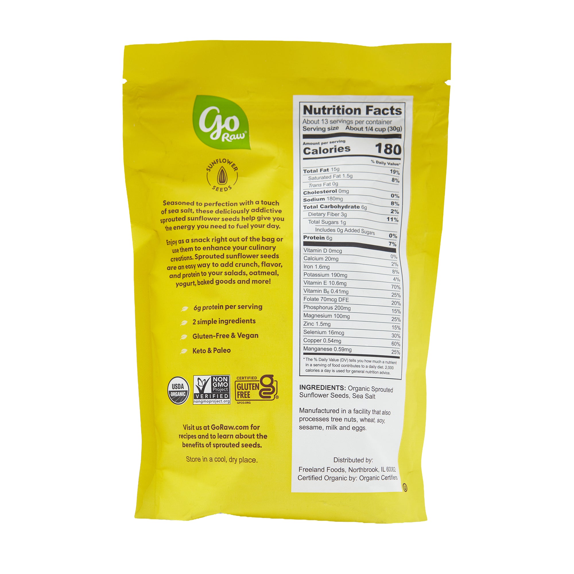 Go Raw Sprouted Sunflower Seeds Sea Salt 14oz
