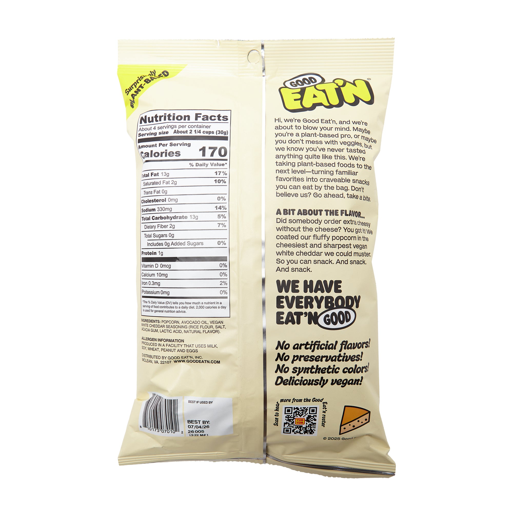 Good Eatn Popcorn White Cheddar