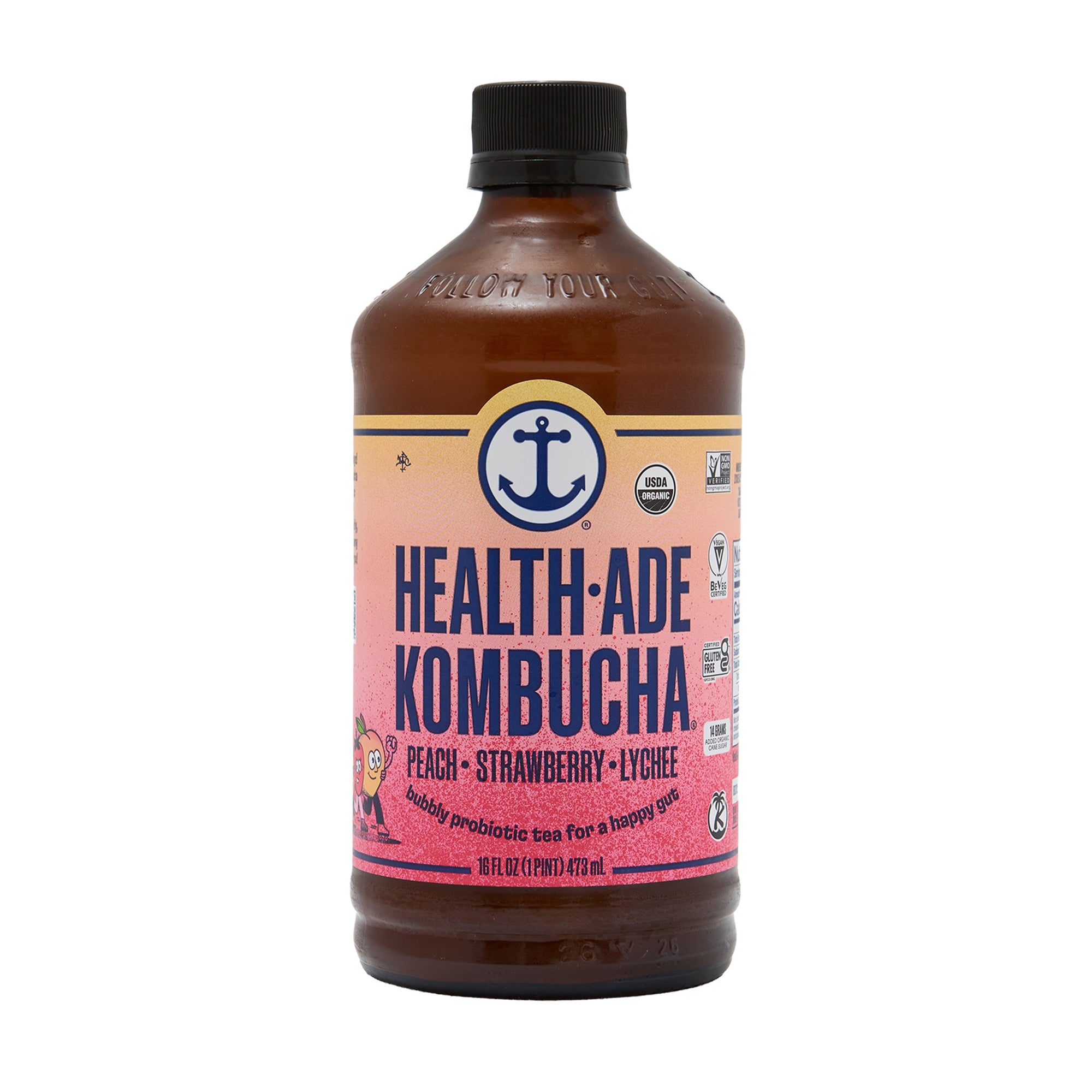 Health Ade Kombucha Peach Strawberry Lychee