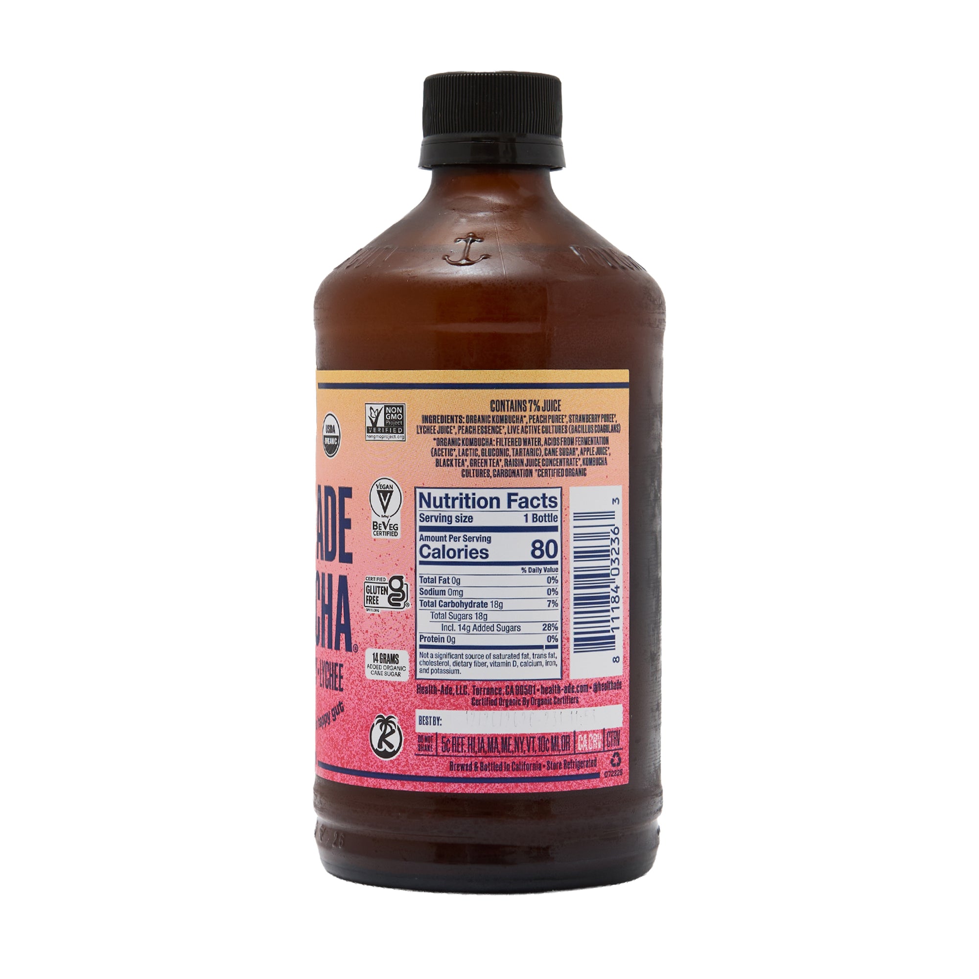 Health Ade Kombucha Peach Strawberry Lychee