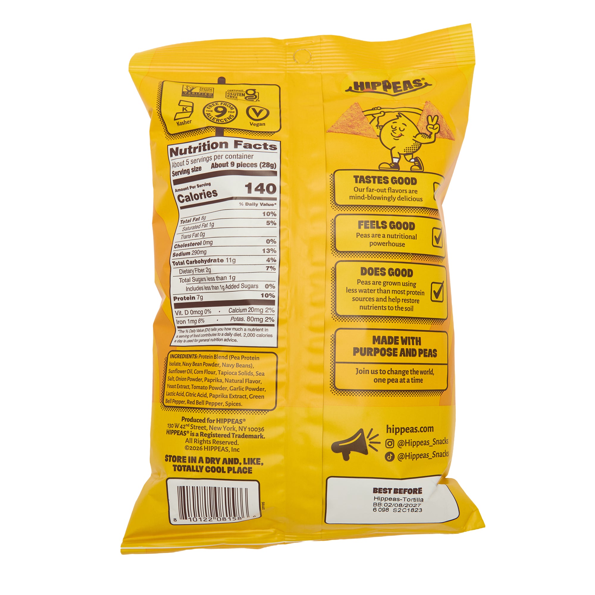 Hippeas Protein Tortilla Chips Nacho