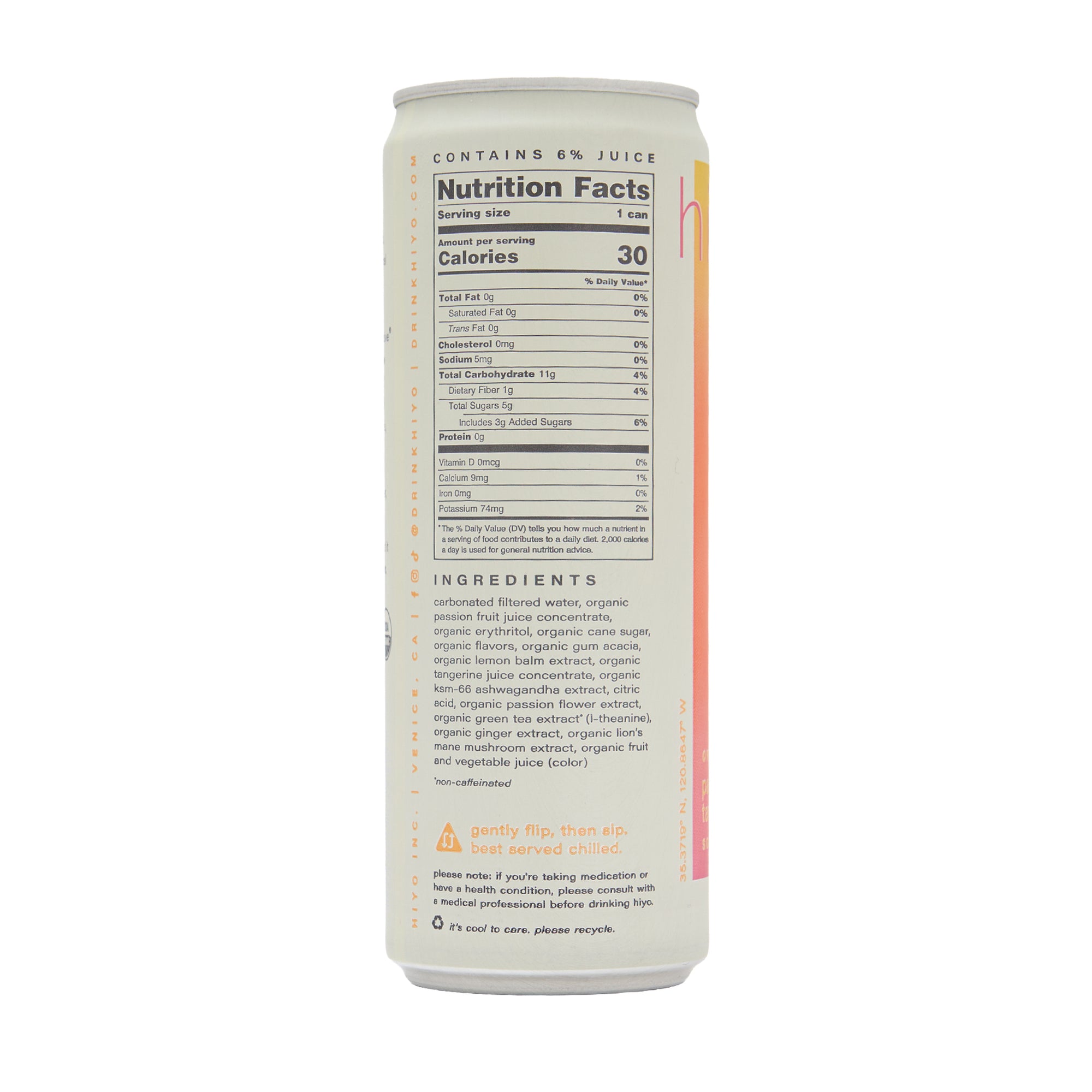 Hiyo Mocktail Passionfruit Tangerine