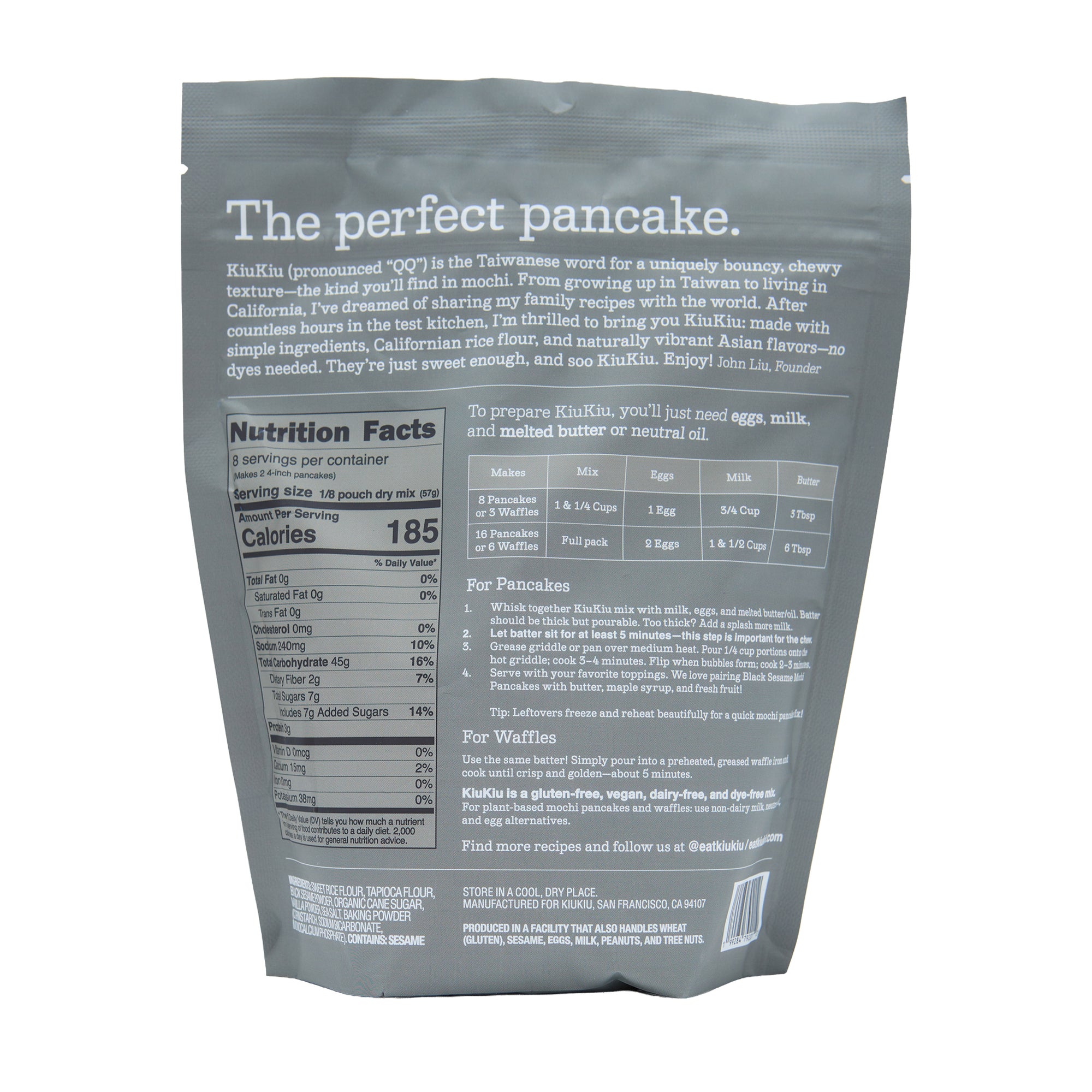 Kiu Kiu Mochi Pancake and Waffle Mix Black Sesame