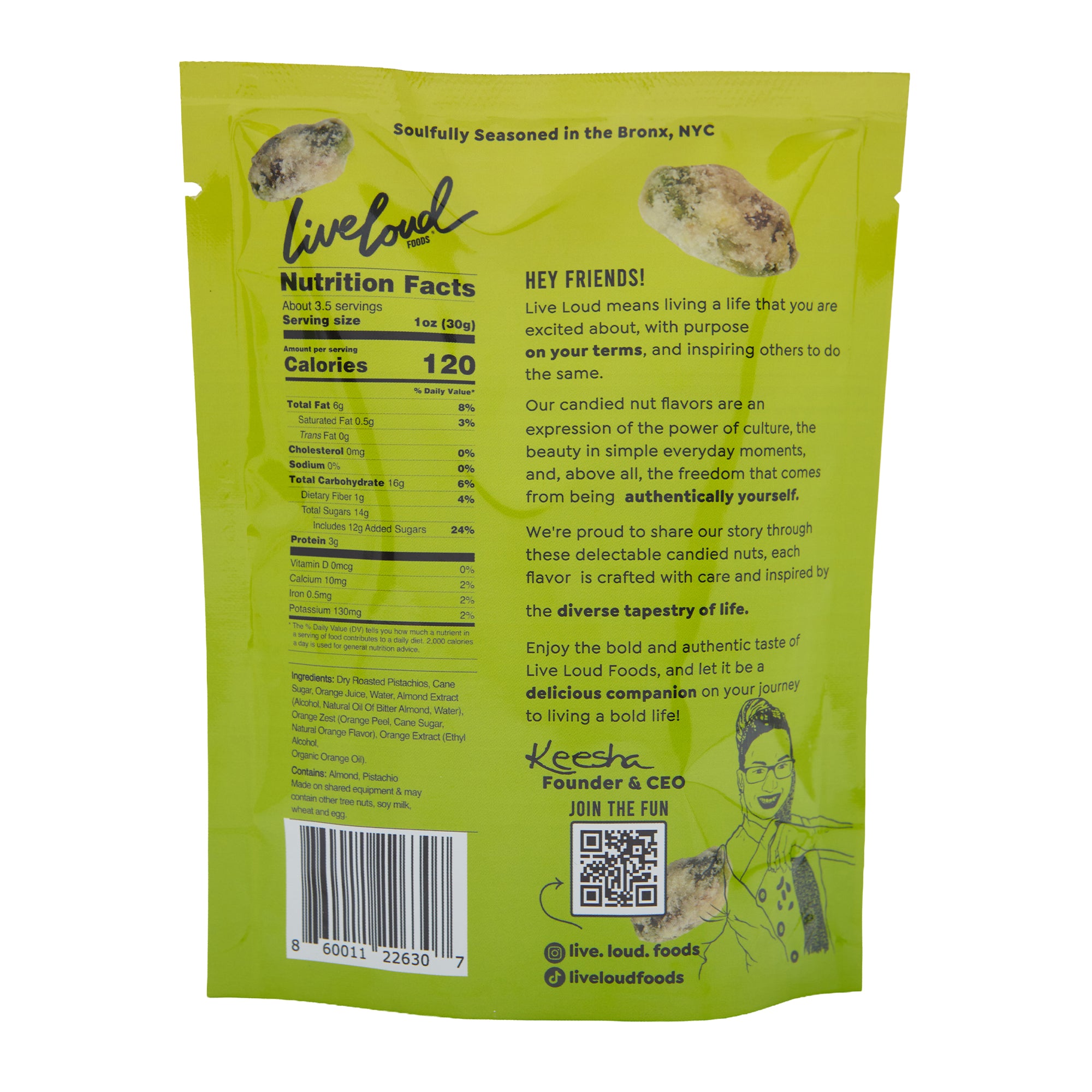 Live Loud Foods Pistachios Candied Citrus