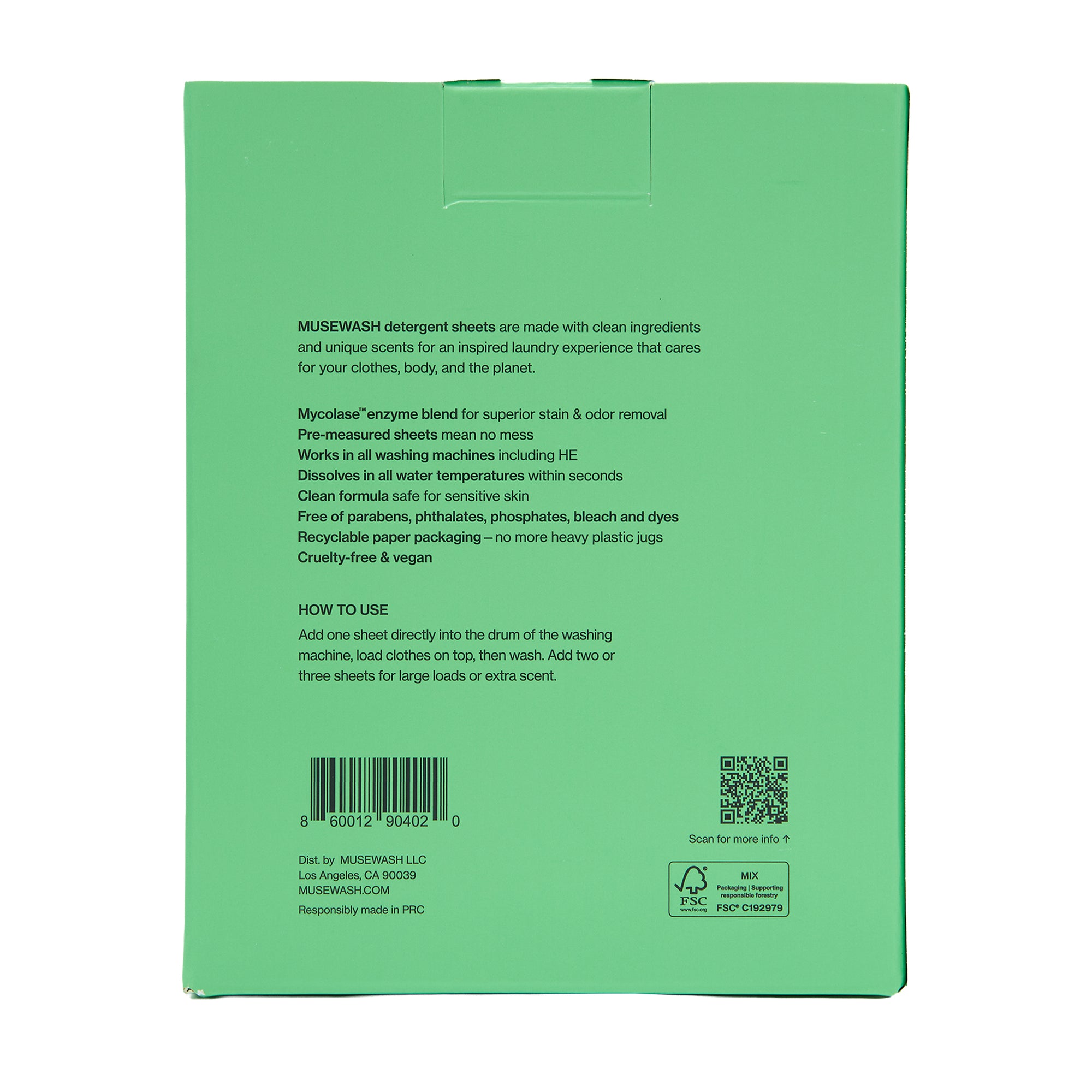 Musewash Laundry Detergent Sheets Moss