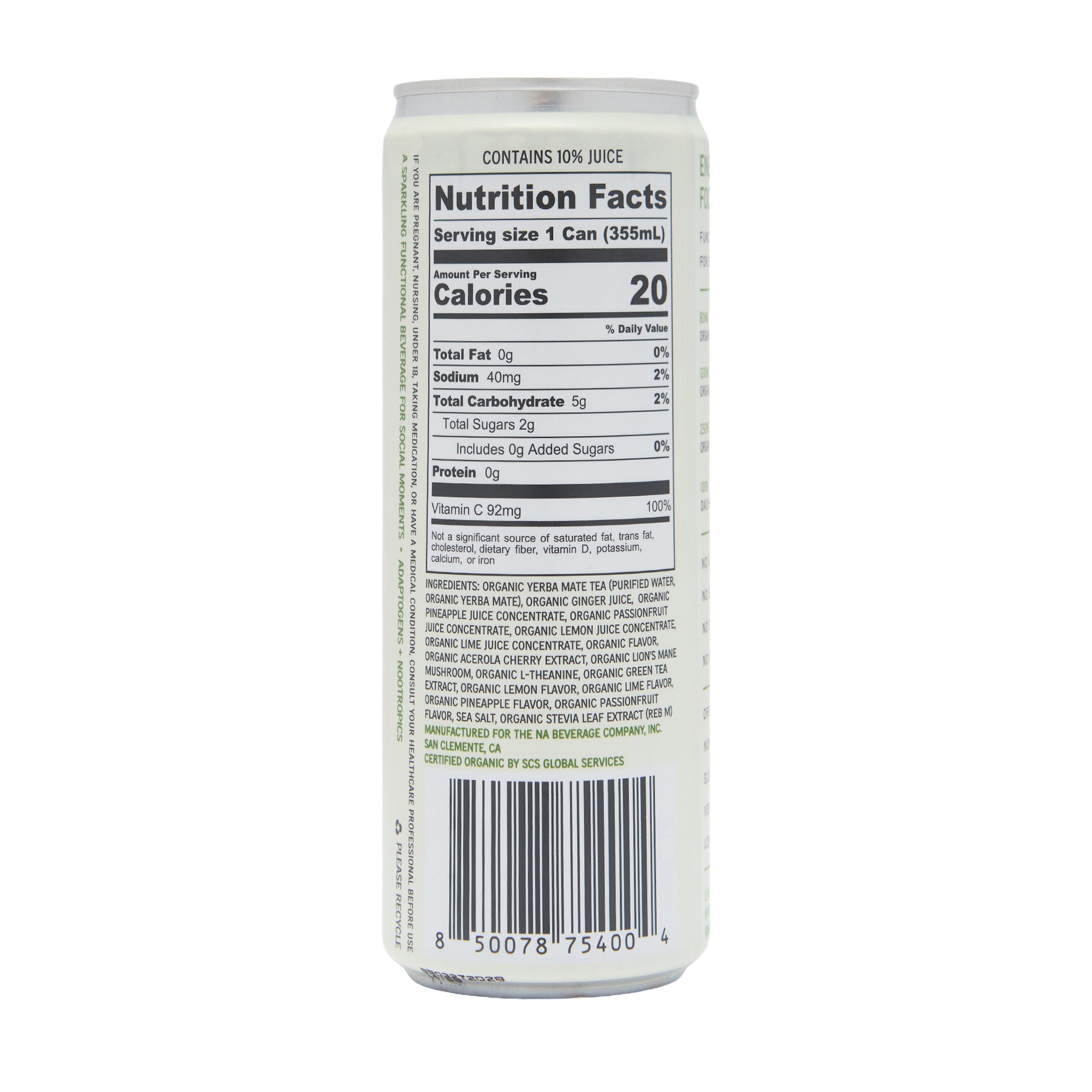 The NA Beverage Company Tonic Yerba Mate Citrus
