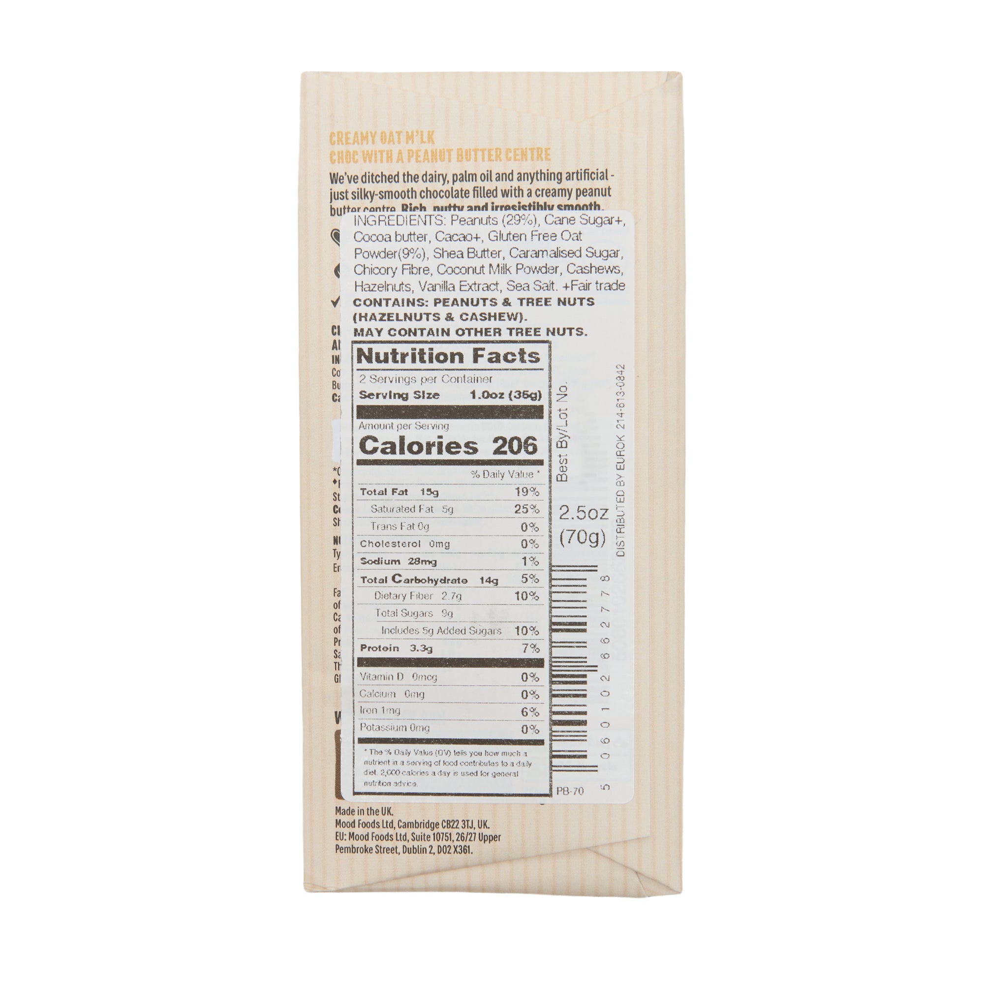Ombar Oat Milk Chocolate Bar Peanut Butter