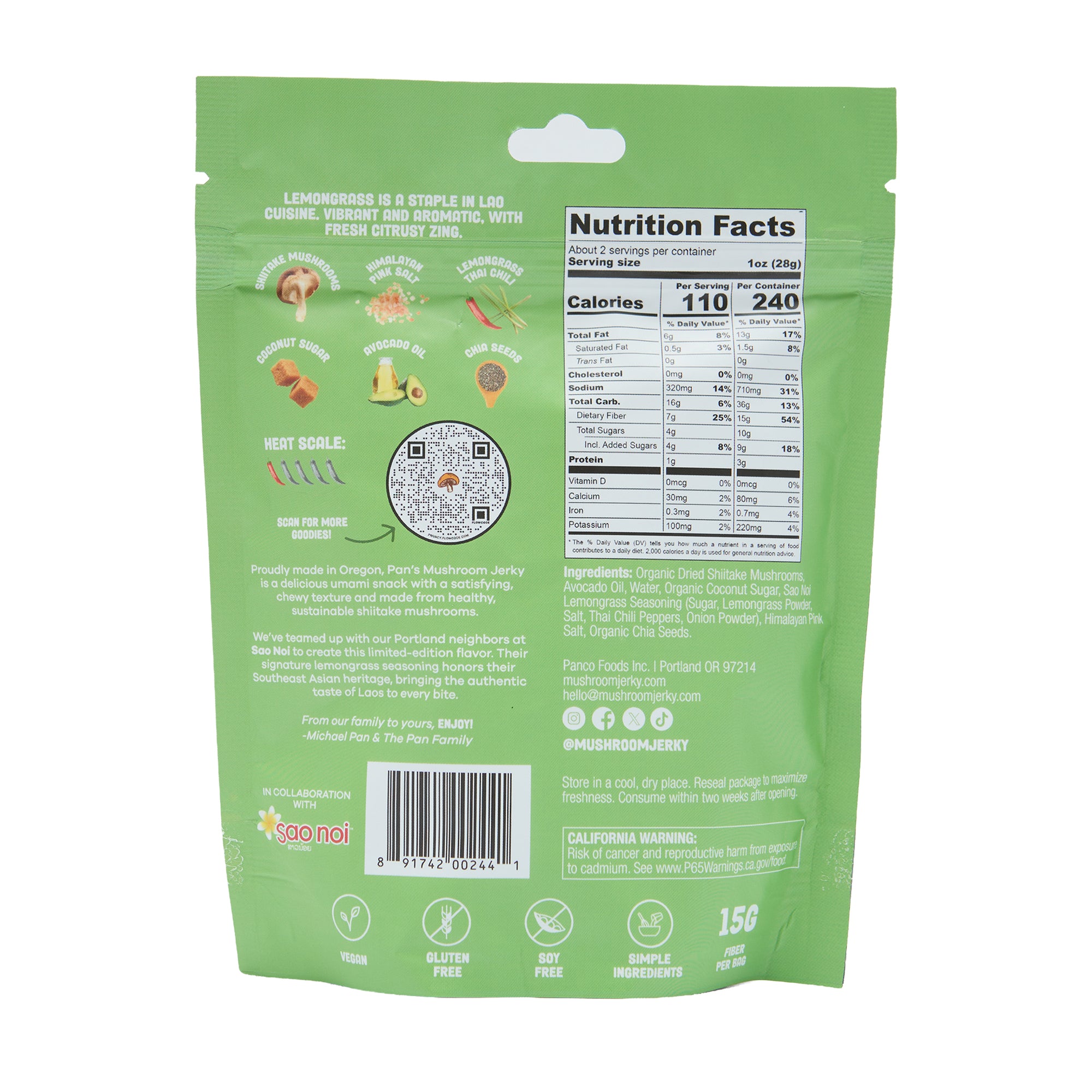 Pans Mushroom Jerky Lemongrass