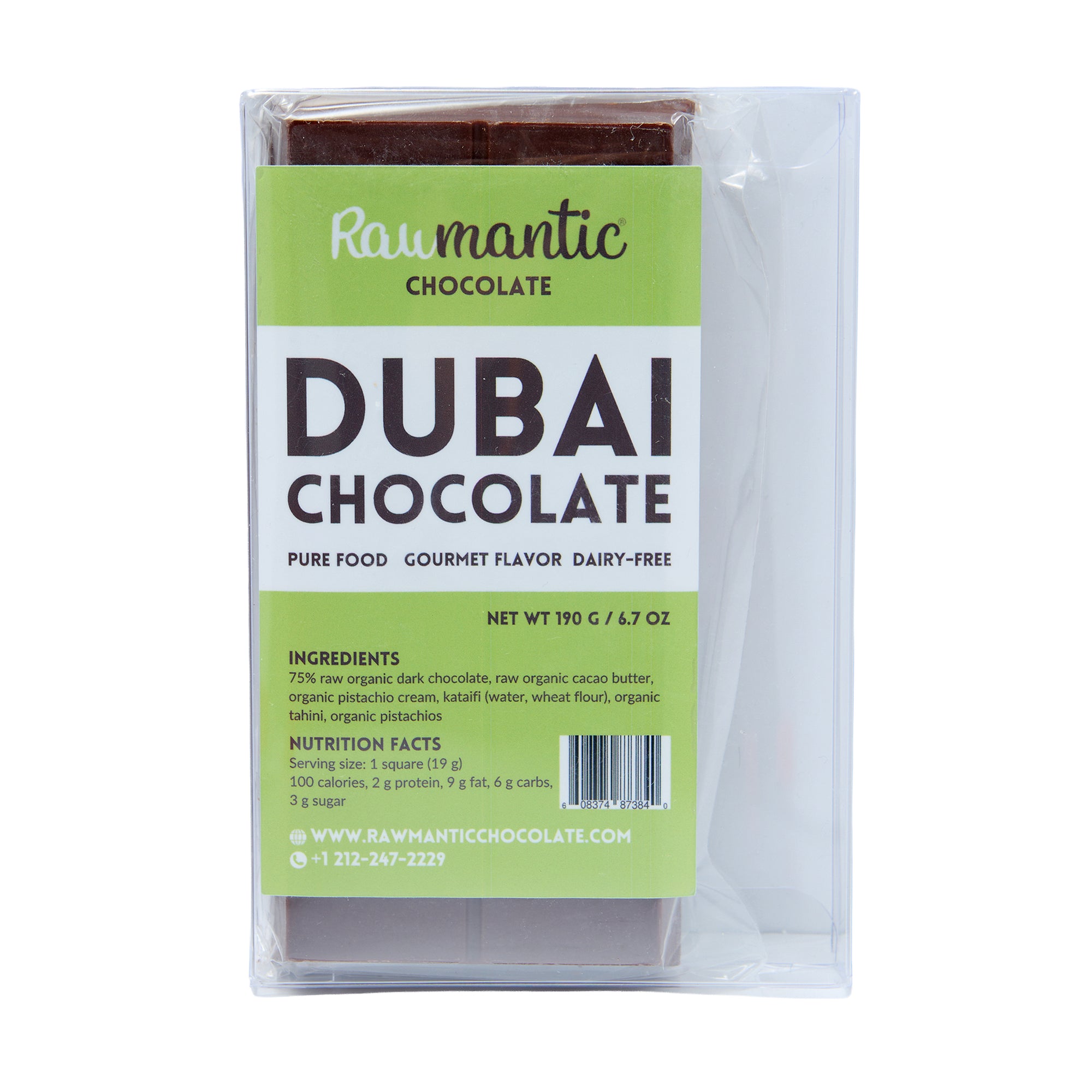 Rawmanticchocolate Dubai Chocolate Bar 6oz